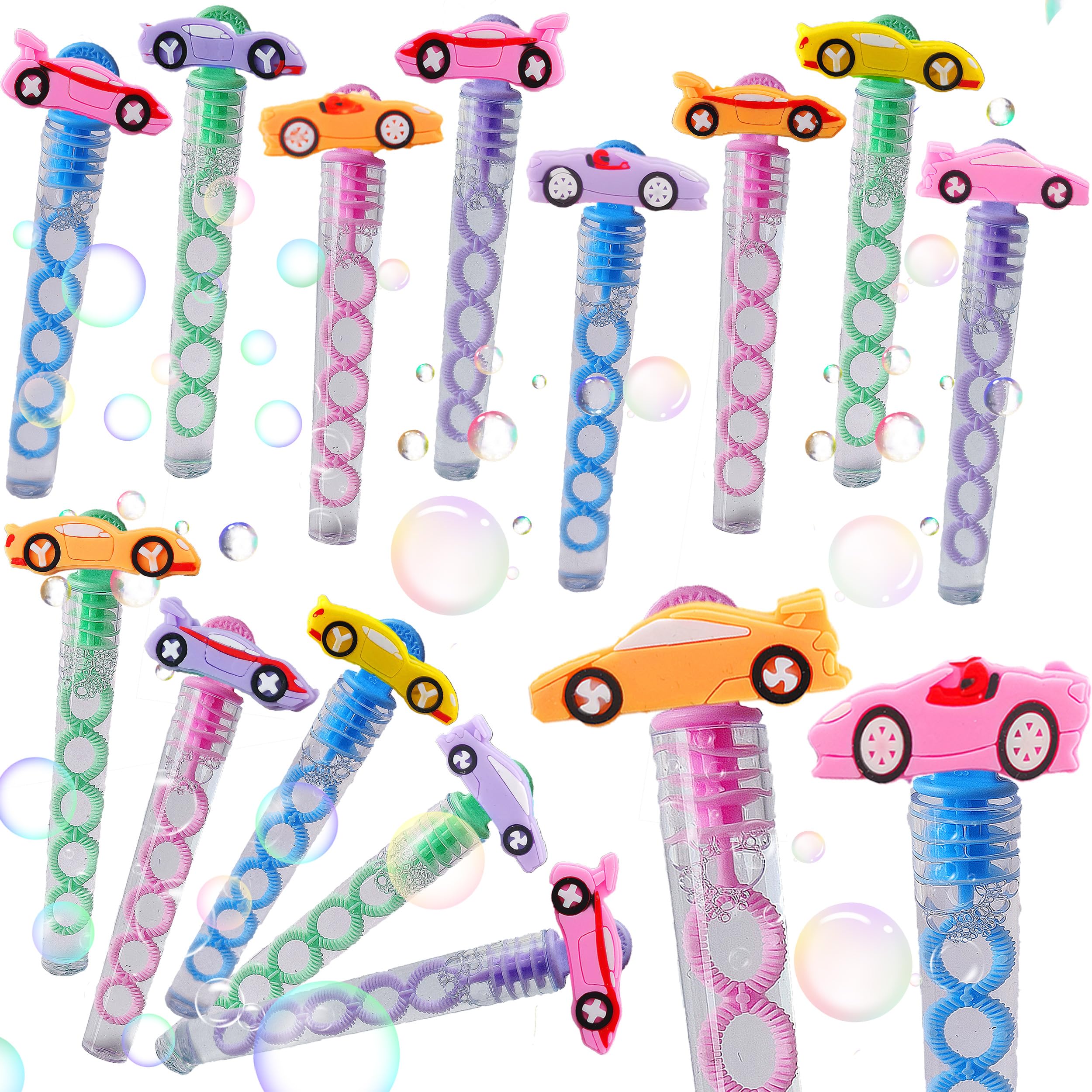24 Pcs Mini Bubble Race car Wands Birthday Party Supply Favors, Summer School Classroom Students Carnival Prizes