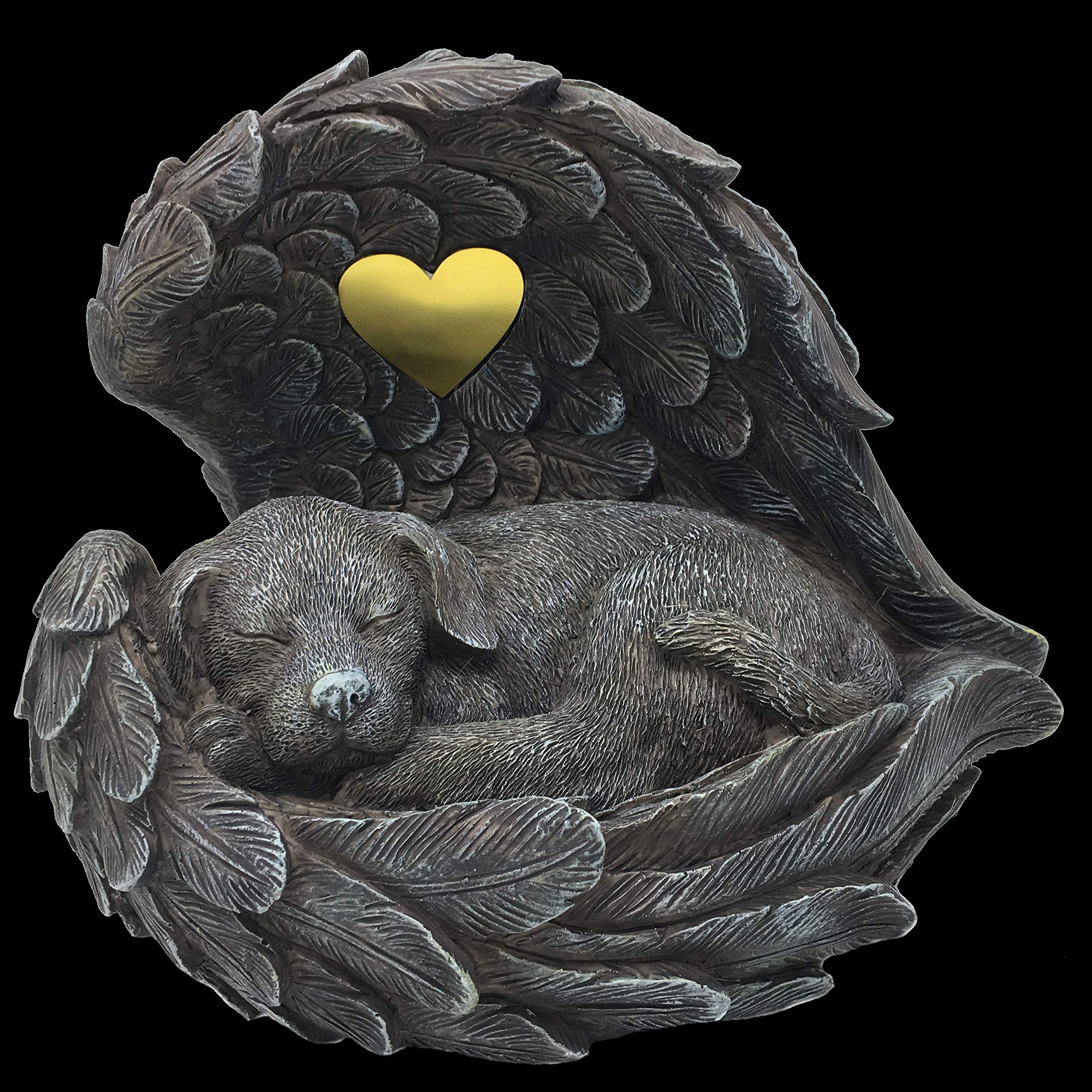 Hunde Angel Hunde Urne Grau Als Hunde-Engelfigur Im Flügel, Tierurne Hunde Urne Engelfigur