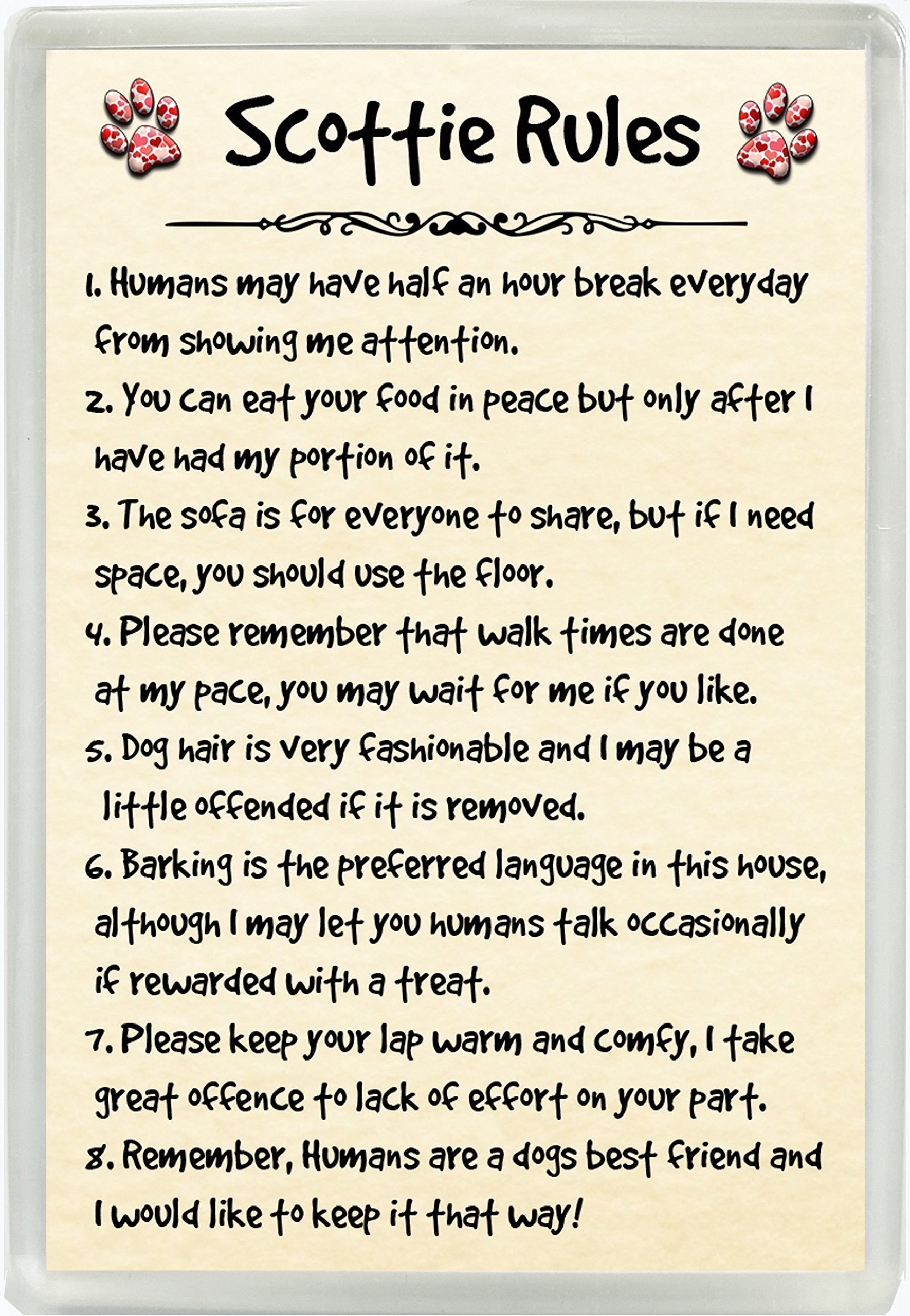 Scottie Rules Humour Jumbo Fridge Magnet Ideal Dog Lover Birthday Gift M116