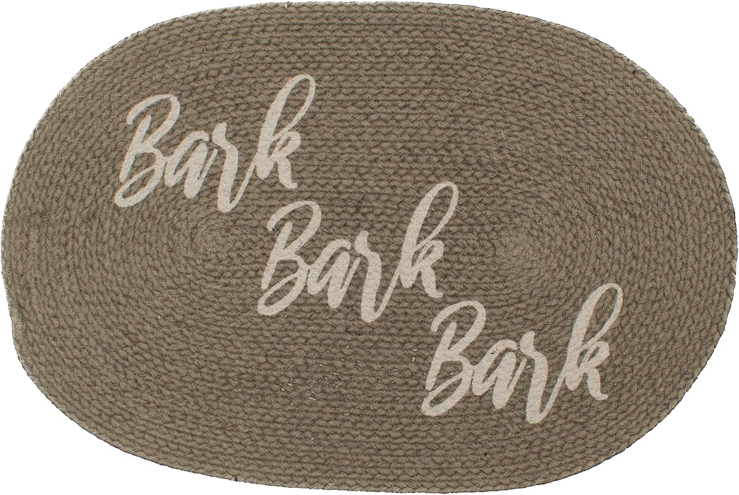 Decorative Dog Feeding Mat/Rug for Bowl Natural Cotton Easy Clean Bark Oval 15" x 23" Gray