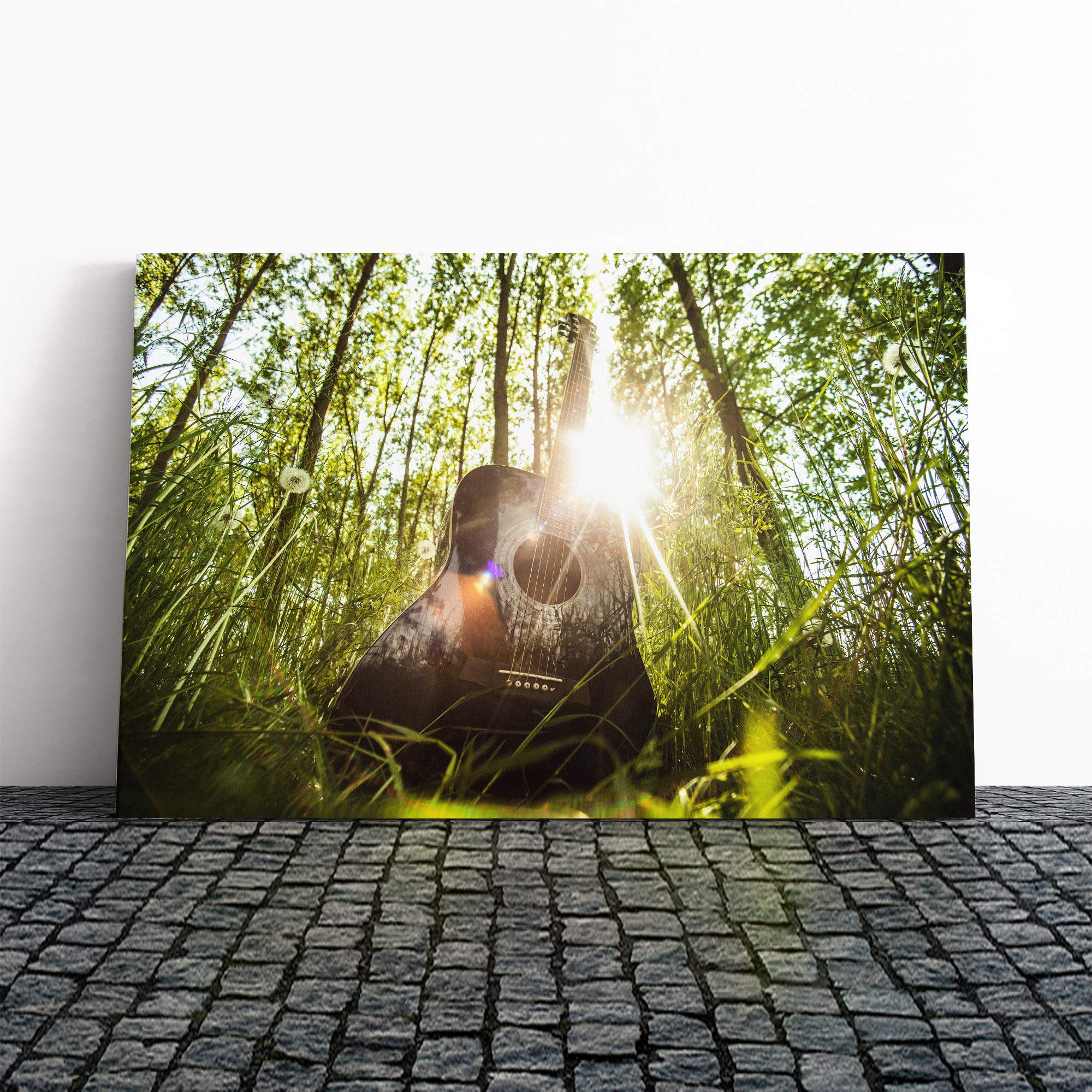 Acoustic Guitar Canvas Print | Gallery Wrapped 30mm Frame Wall Art | 30x20 inches | Ready to Hang | Modern Music Picture | Living Room Bedroom Lounge Office