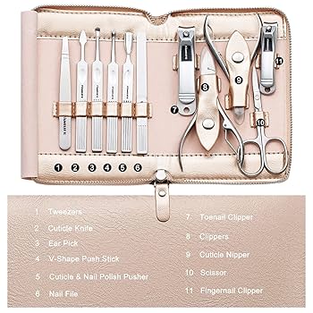 Amazon.com : FAMILIFE Gifts for Women, Manicure Set Professional Manicure  Kit 11 in 1 Nail Kit Nail Clippers Tools Stainless Steel with Rose Gold  Leather Case Travel Sets : Beauty & Personal Care