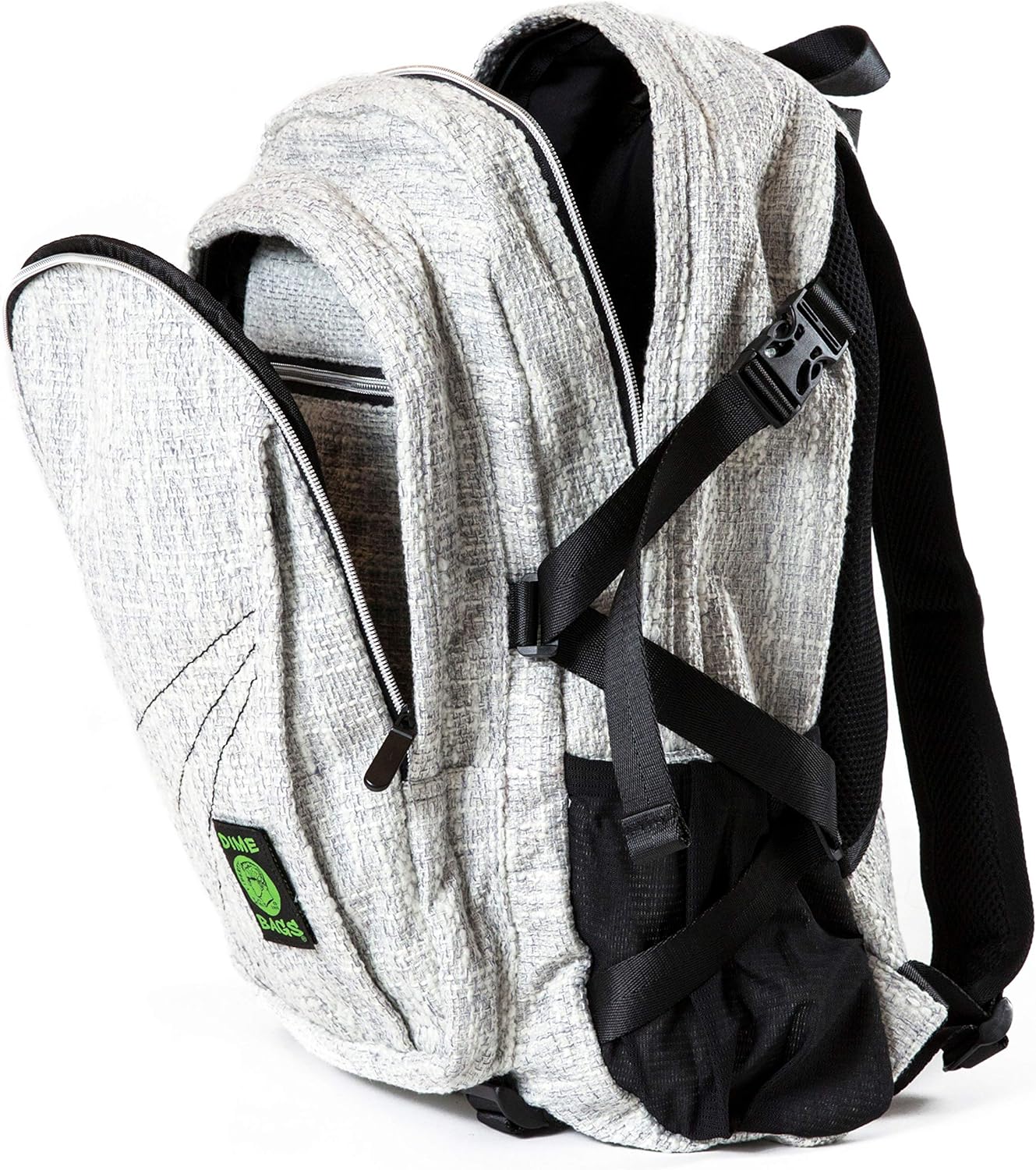 Dime Bags Backpack For Travel & School, Durable Hempster Material, 9 Storage Compartments & 2 Side Bottle Pockets, Fits 17” Laptop, Adjustable Padded Straps, Hidden Internal Pocket (Gray) - Image 3