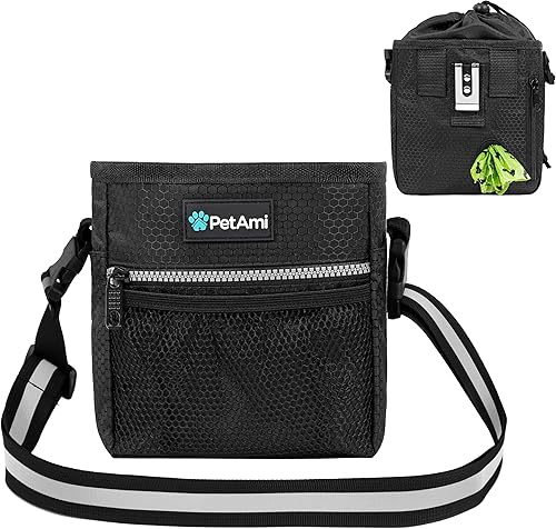 PetAmi Bolsa de golosinas para perros, bolsa de golosinas para mascotas, soporte para bolsa de paseo para croquetas, juguete de comida para