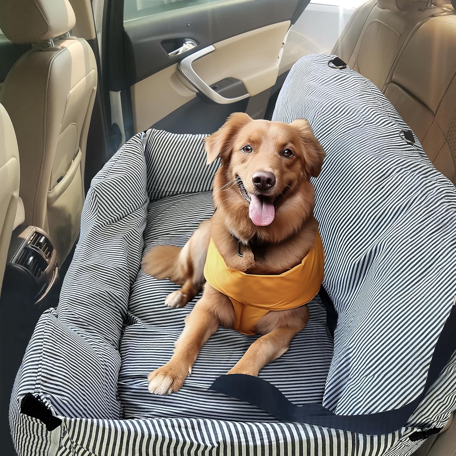 Dog Car Seat Pet Car Seat for Small Medium Large Dogs Dog Booster Seat for Safe and Comfortable Car Travel Dog Car Bed Extra Large for Large Dog White Blue 18 * 44 in Pet Day Exclusive