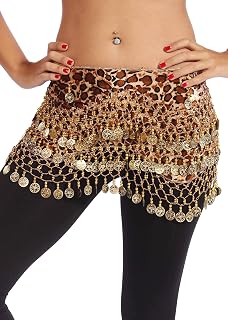 Belly Dance Velvet Wavy Hip Scarf(Leopard/Silver) | Layered LEBNANIYA