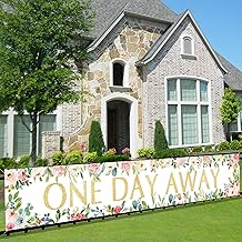 One Day Away Banner, Rehearsal Dinner Party Supplies Decoration, One Day Away Party Supplies Gifts Decors Photo Booth Prop Backdrop (9.8x1.6ft)