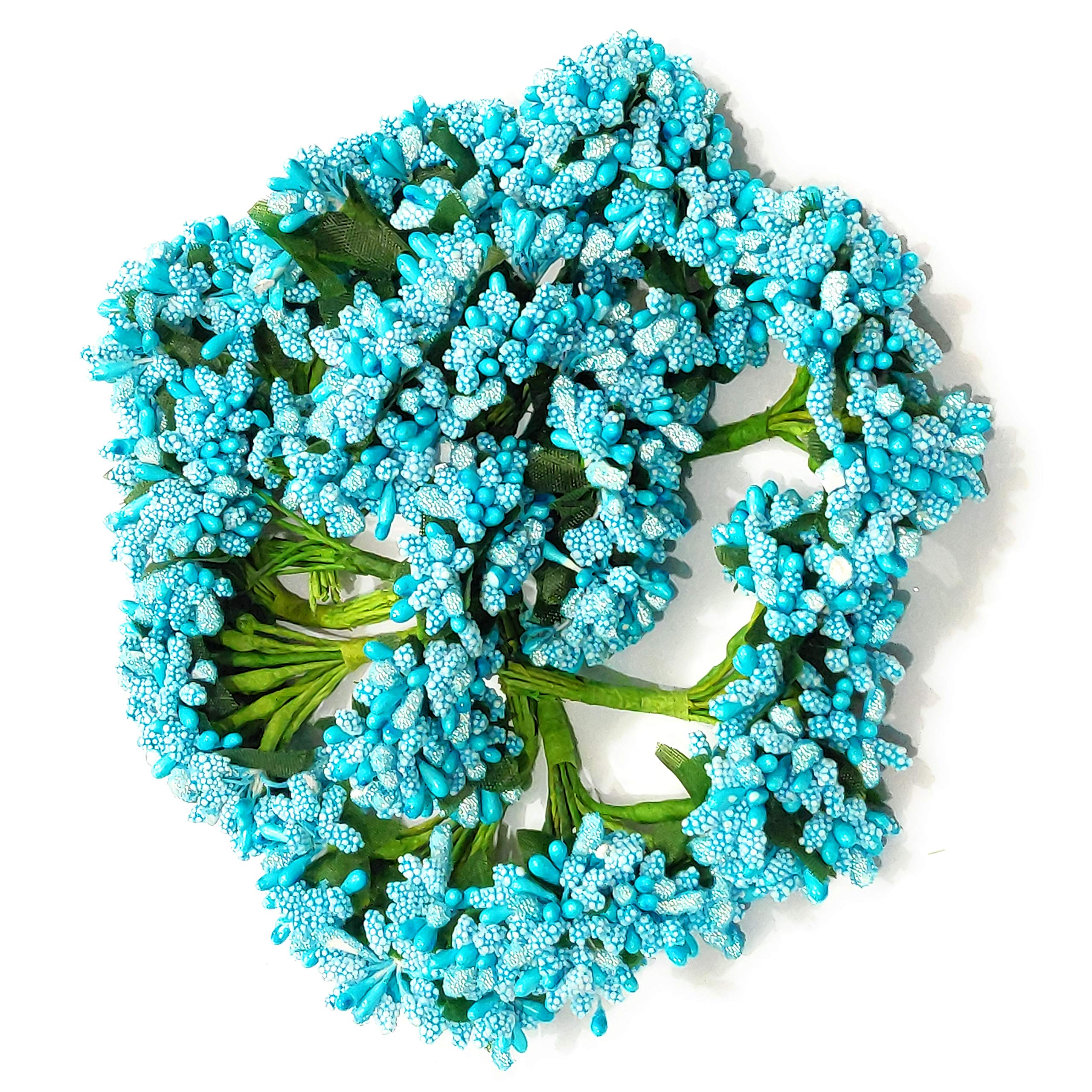 Excellentinteriors Artificial Pollen Flowers for Tiara Making and Jewelry Making - Pack of 144 Blue Turquoise Pollen - 12 Bunch of 12 Each - Wedding Occasion - Office Decor - Craft Decor-picture-29