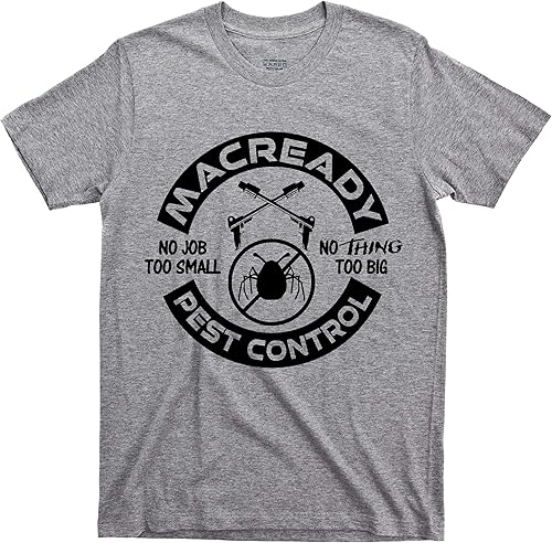 The Thing RJ MacReady Pest Control T Shirt Science Fiction Horror Movie Tee (XXXL, Sport Gray)