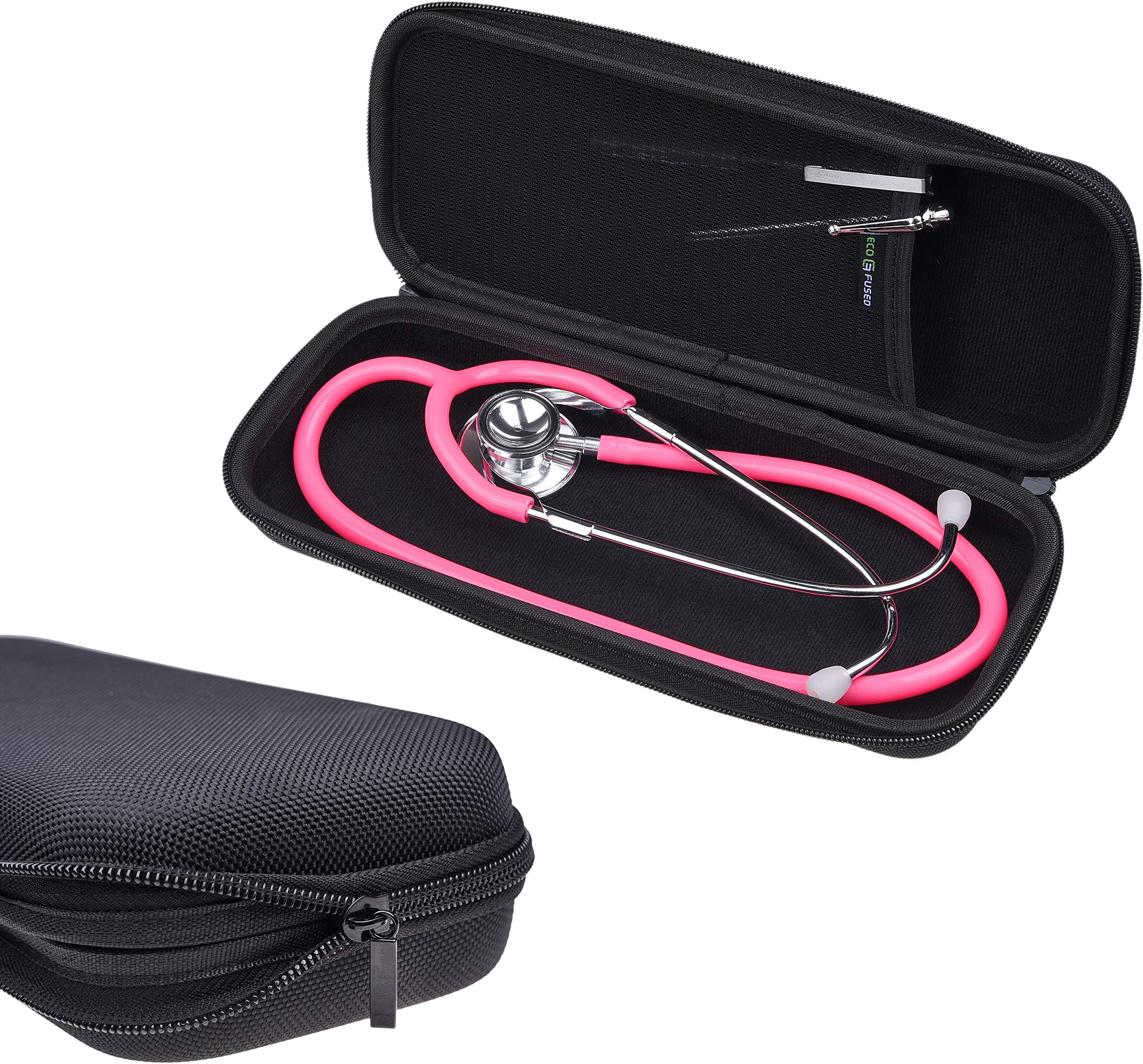 ECO-FUSED Stethoscope Box - Suitable for: 3M Littmann, MDF, ADC, Omron, etc. - Large mesh pocket for accessories - Strong nylon material - Protects your stethoscope