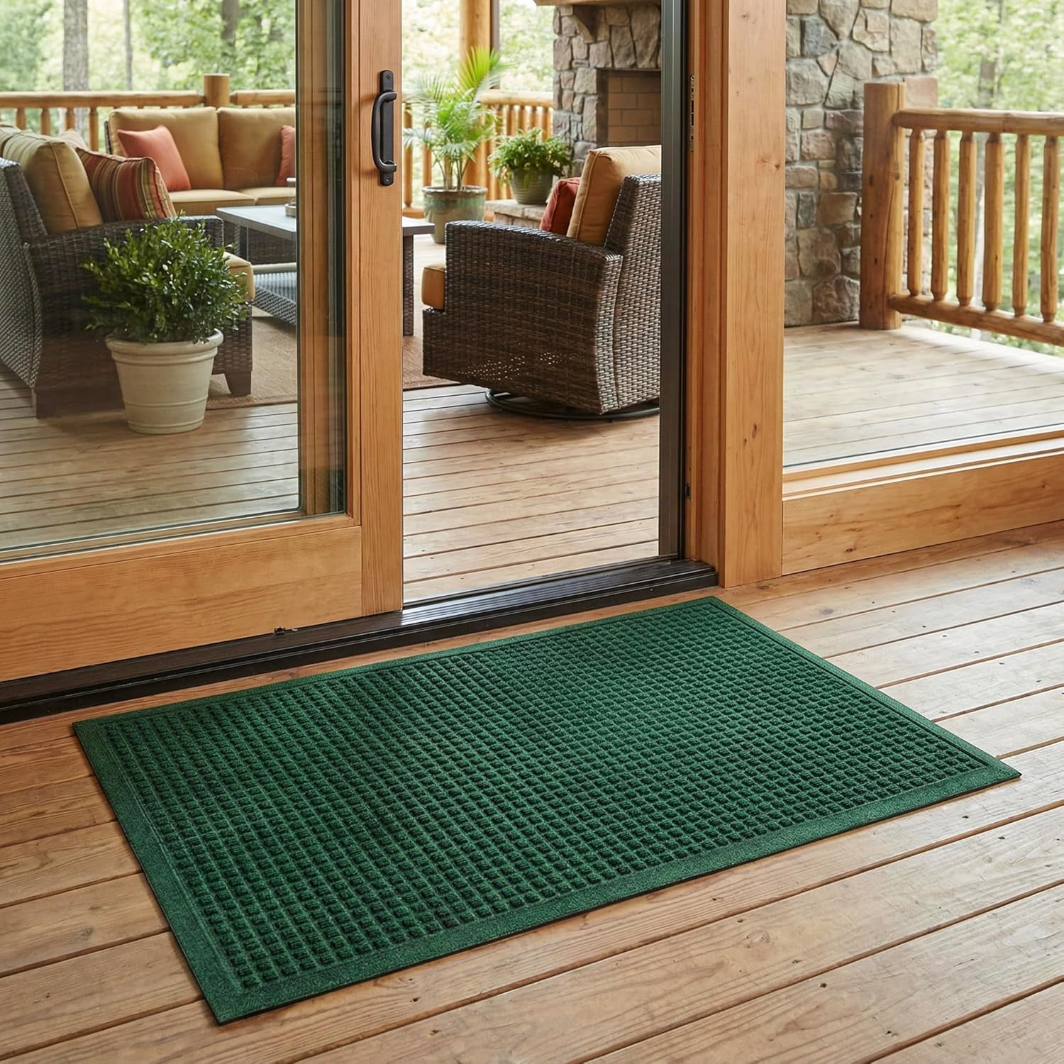 Ecomills Rubber Doormat, Large, 36" x 48", Green, Large, Absorbent Indoor Outdoor, Stain Resistant, Rubber Non Slip Backing, Heavy Duty, Durable