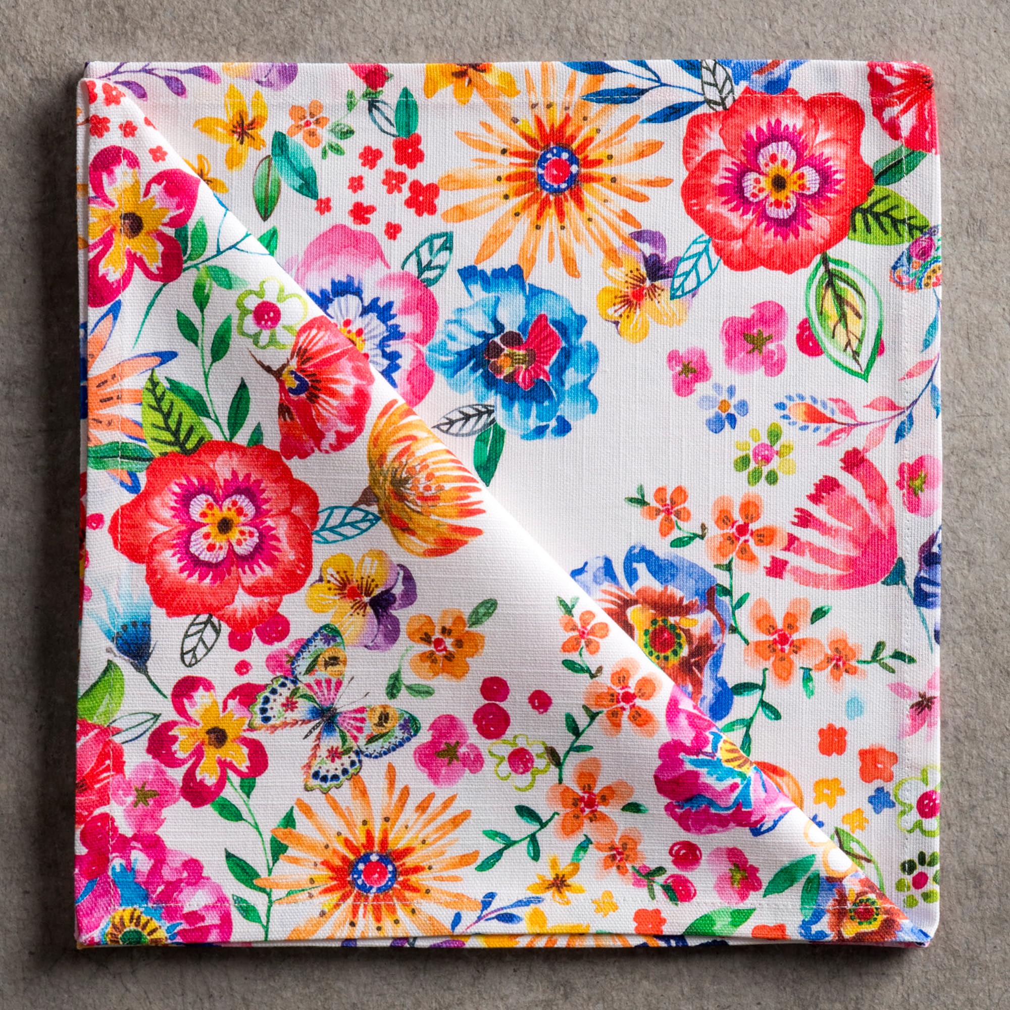 Maison d'Hermine Set di 4 tovaglioli di stoffa, 100% cotone, riutilizzabili, quadrati, lavabili, per cene, feste, matrimoni, ristoranti, Primavera Estate (Happy Florals - High Summer, 45 cm x 45 cm)