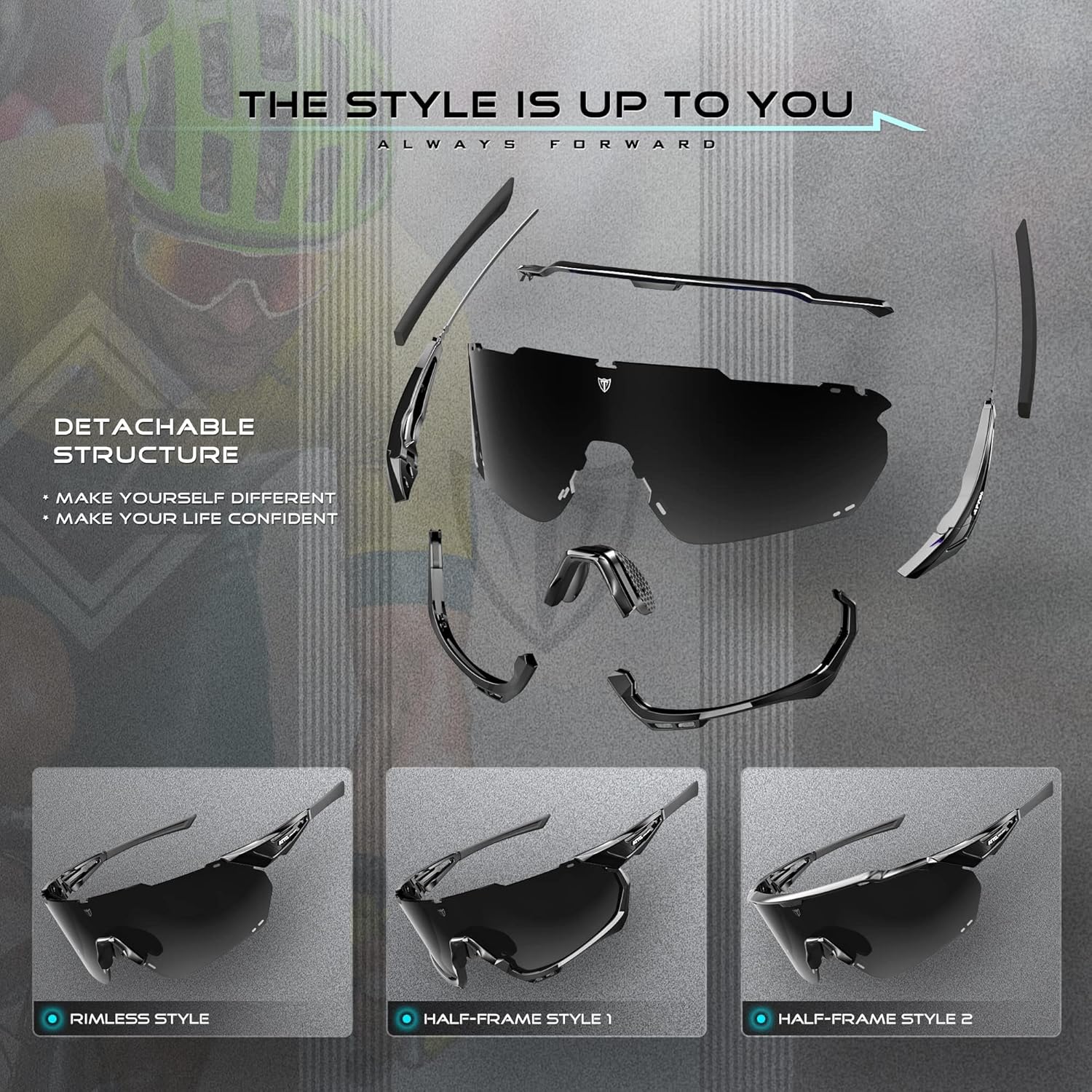 ATTCL Luxury Cycling Sunglasses for Men Women Sports Glasses,UV 400 Protection for Cycling, Skiing, Driving