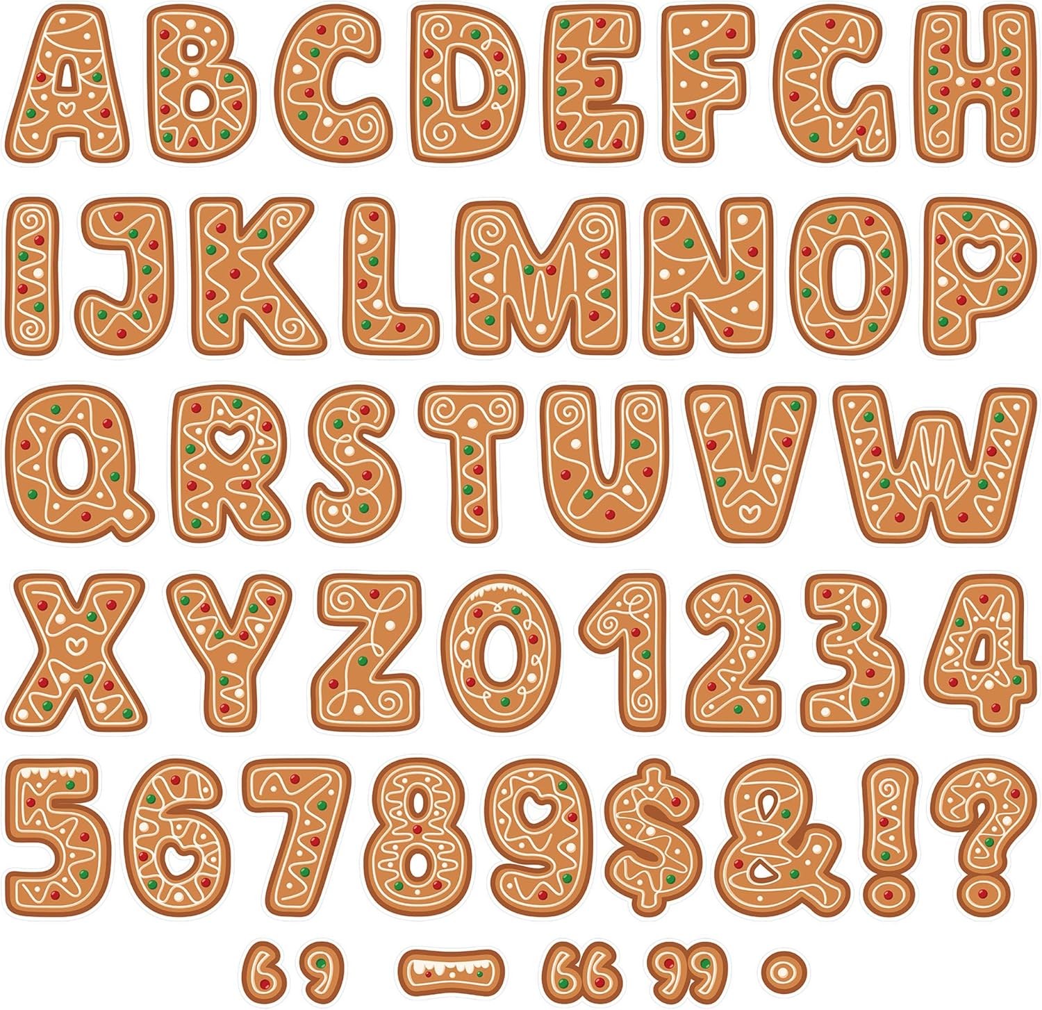 176 Pcs Gingerbread Letters Christmas Bulletin Board