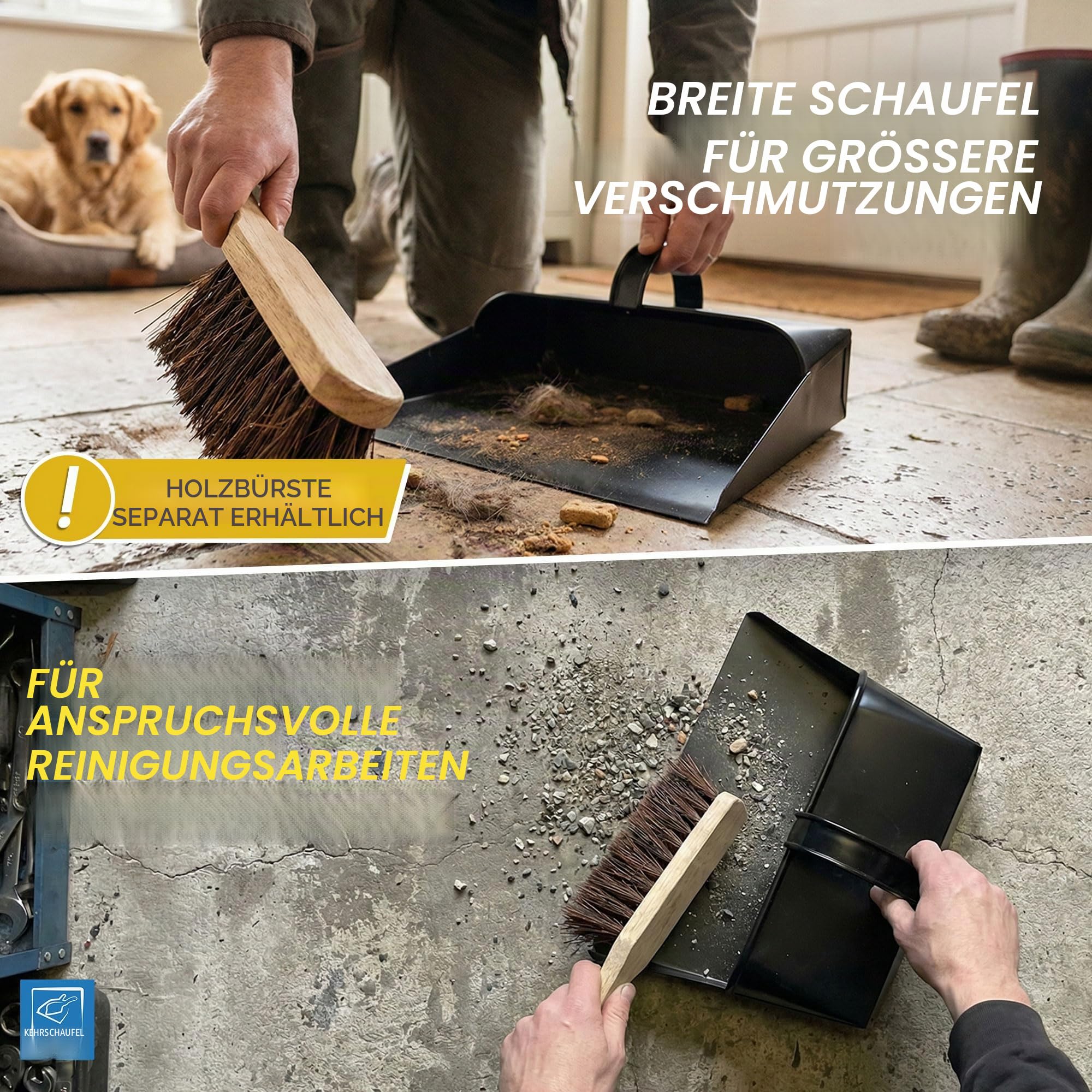 Traditionelles großes Metall-Kehrblech mit Haube und Griff - Handschaufel eignet Sich für Heißabfälle - 12 Zoll / 310mm breit von The Dustpan und Brush Store