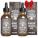 Viking Revolution Men\'s Beard Oil with Argan and Jojoba Oils - Natural Softener and Conditioner, Strengthens and Moisturizes (Unscented, 2 Pack)