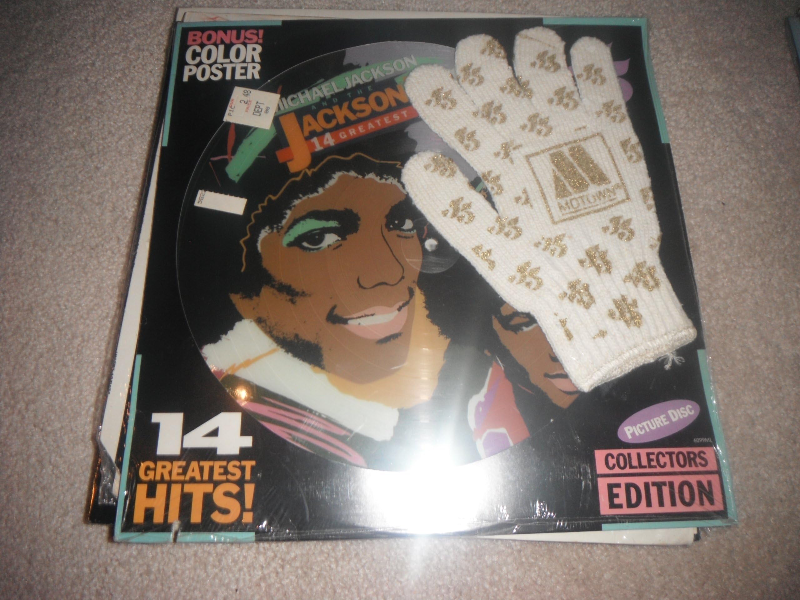 Michael Jackson - Jackson 5 - 14 Greatest Hits Picture Disc - Vinly LP Record w/ Glove & Color Poster - Collectors Edition