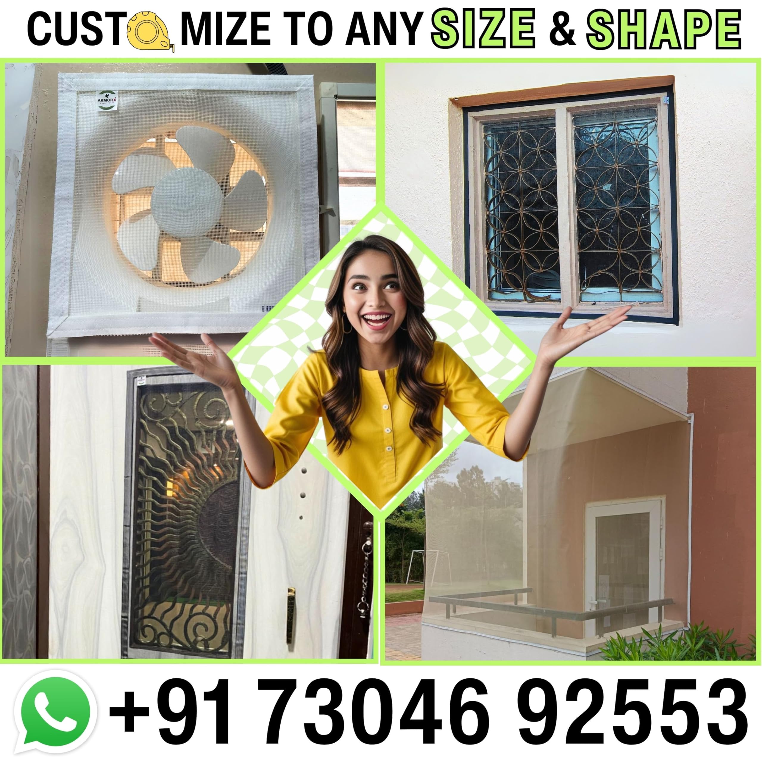 ARMORX Fixed Size Fiberglass Window Mosquito Net | Stitched with Fastener Tape | Windows/Door DIY Bug Insect Mesh | Black - 3x4 feet | 36x48 inch | 91x122 cm 2