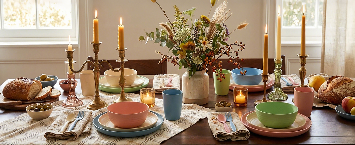 Amazon.com: Homienly Wheat Straw Dinnerware Sets, 20pcs