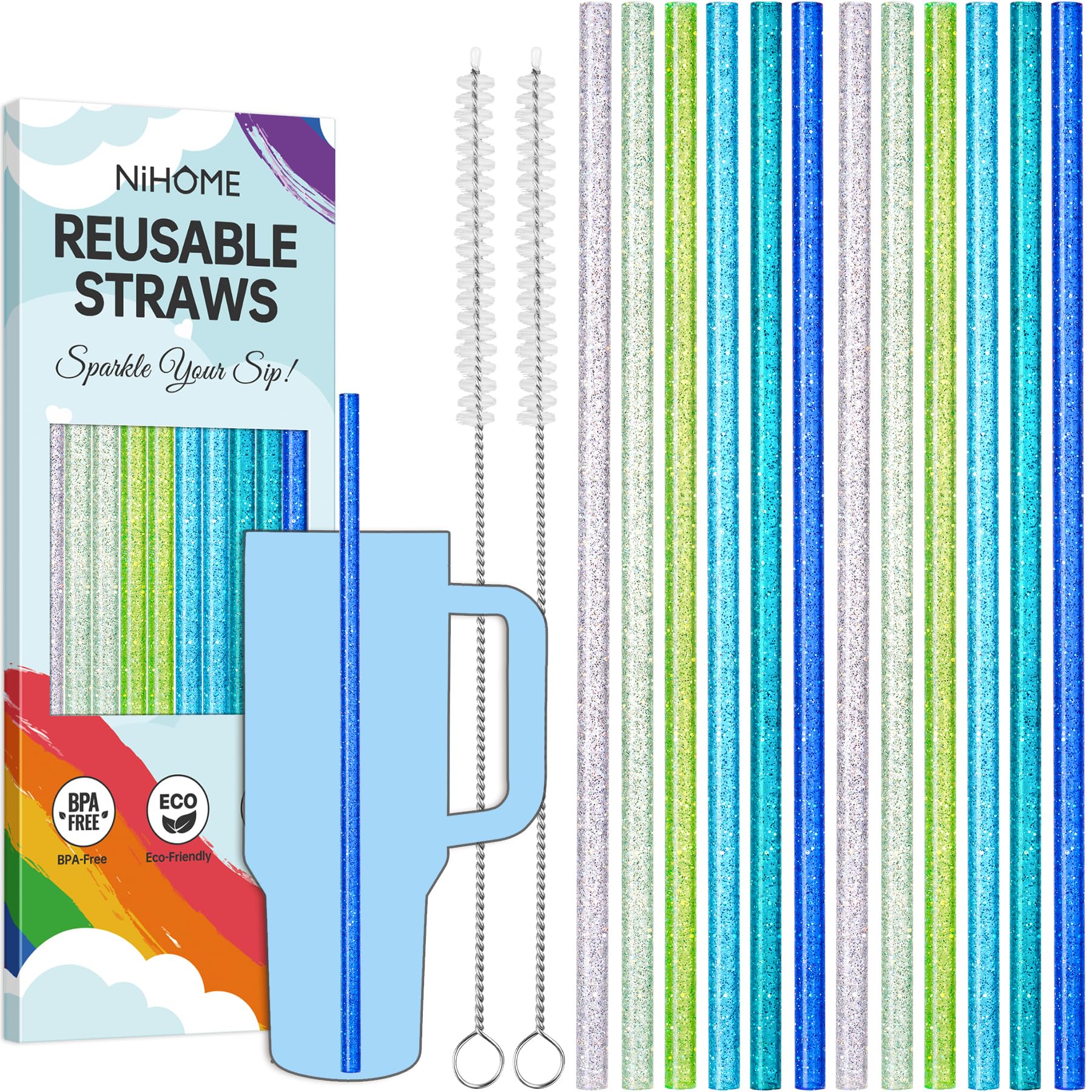 Pailles de rechange NiHome pour Stanley cup lot de 12 robustes