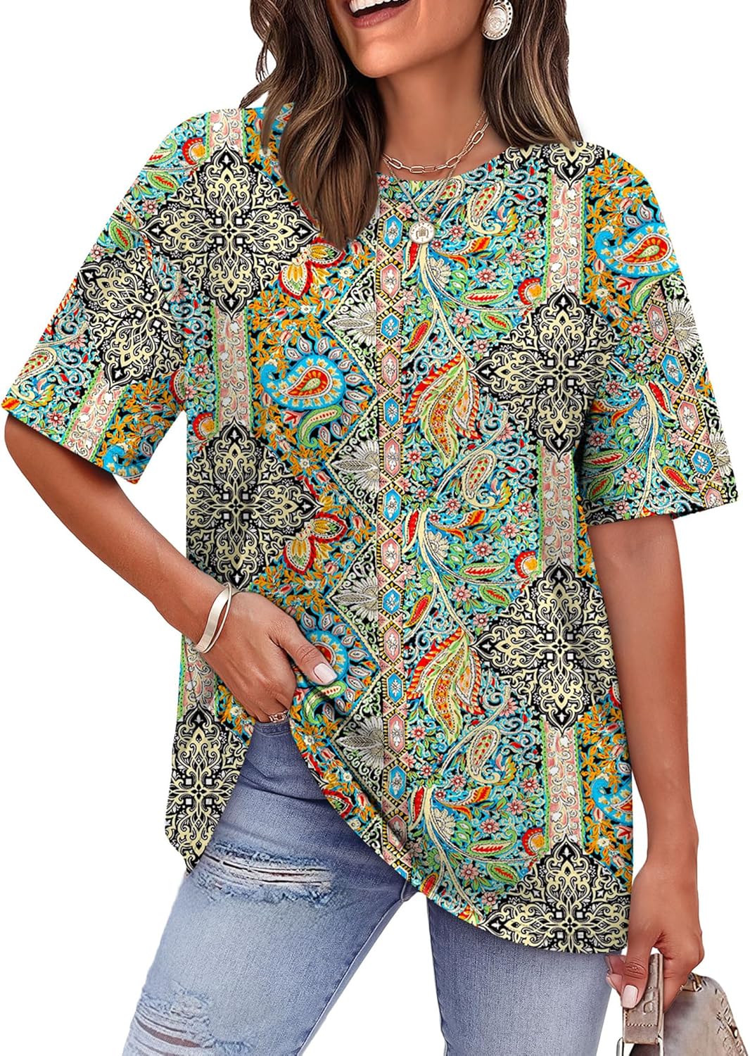 WIHOLL Oversized Tshirts for Women Summer Tops Short Sleeve T Shirts Beach Vacation Clothes Travel Outfits Fashion 2025