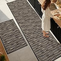 Vista 31 de Juego de 2 alfombras de cocina antideslizantes para el piso, gruesas, resistentes a las manchas, vintage, tapetes de pasillo para pasillos, entrada