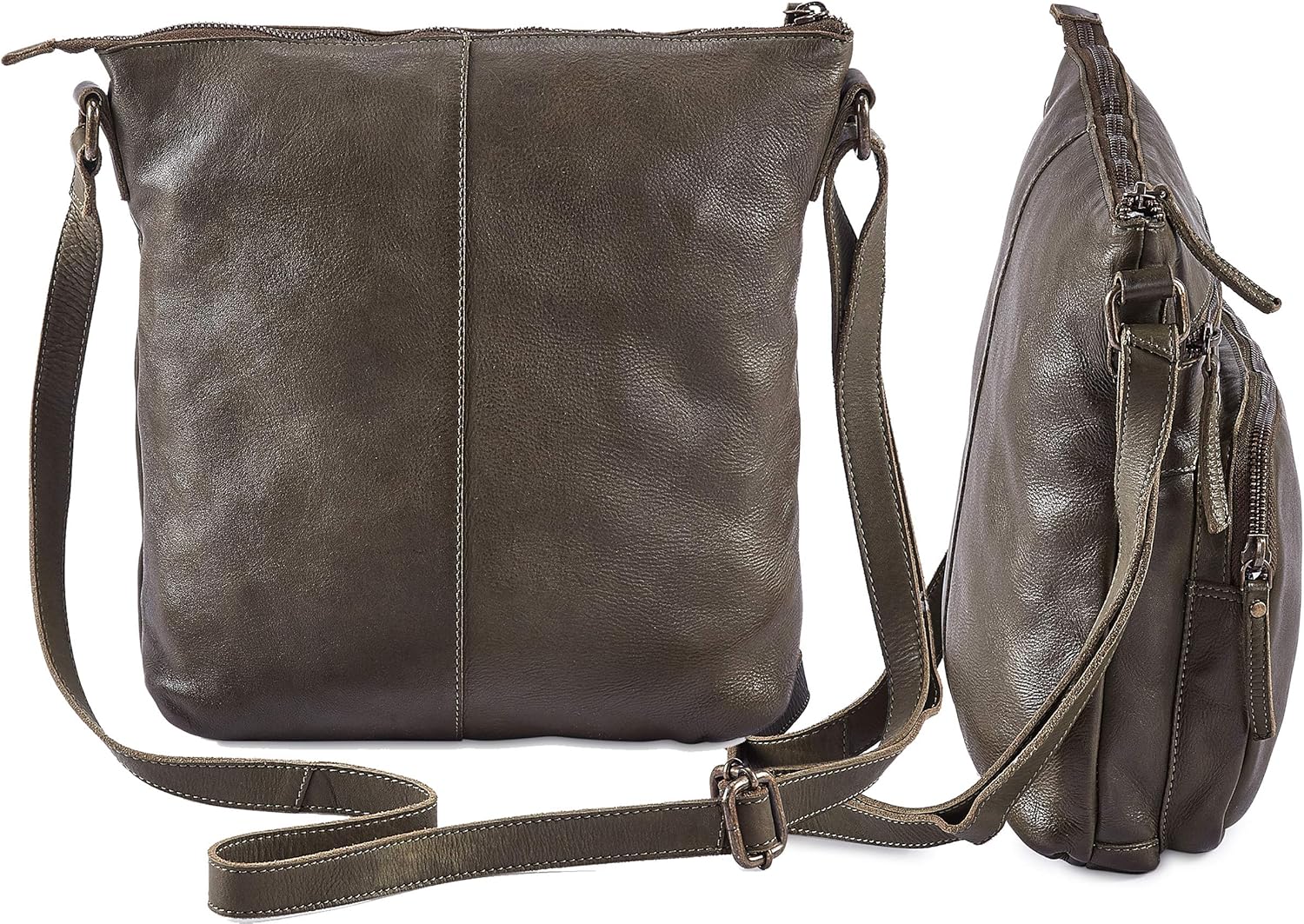 Genuine Leather Crossbody Bags for Women Handmade Sling Shoulder Purse Stylish Travel Handbag with Full Adjustable Strap