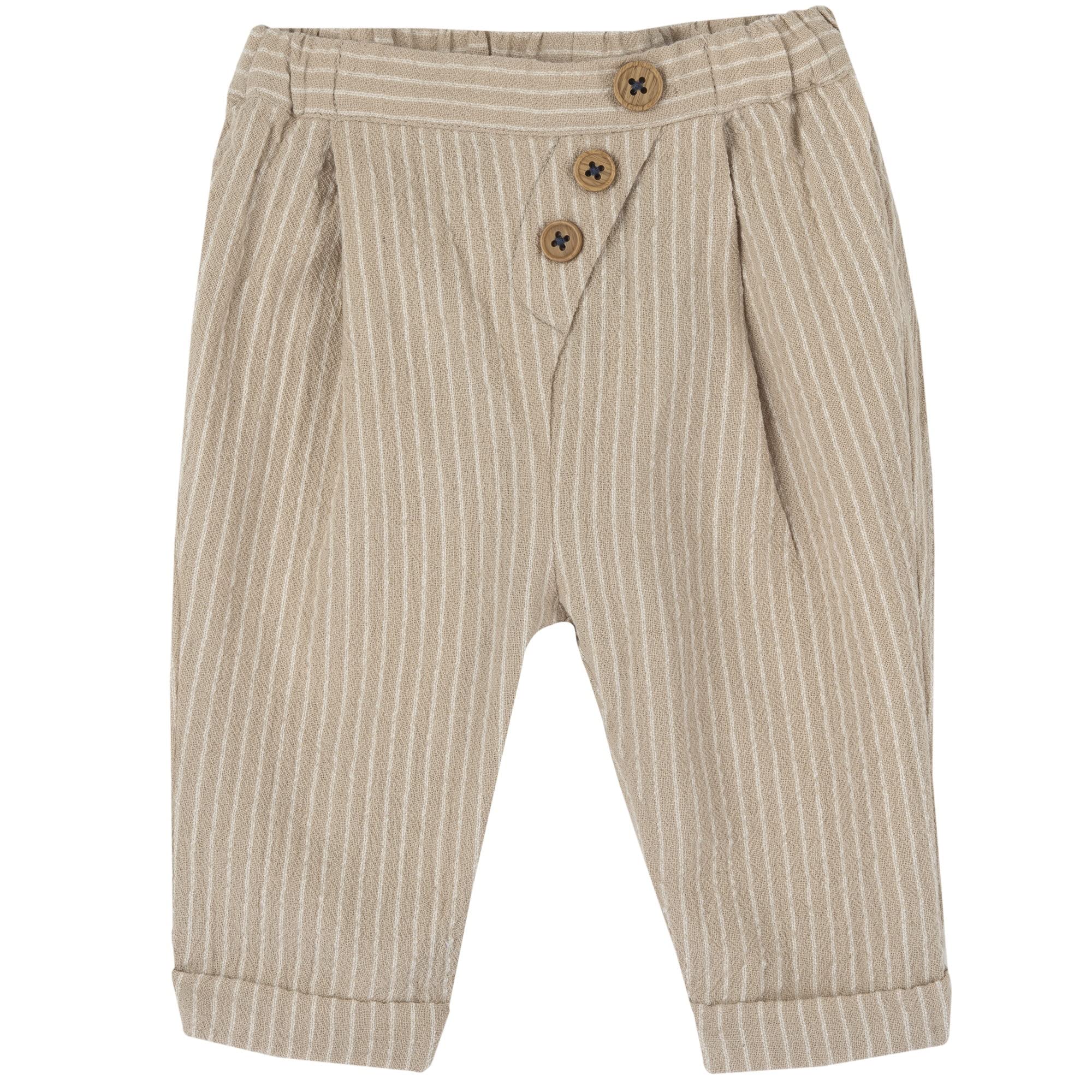 Pantalon Chicco pour bébé garçon de 6 mois en coton rayé beige - 3