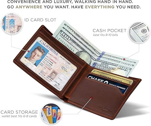 Miniatura 5 de SERMAN BRANDS Billetera delgada y plegable para hombre, con bloqueo RFID, bolsillo frontal minimalista para hombre, delgada y elegante