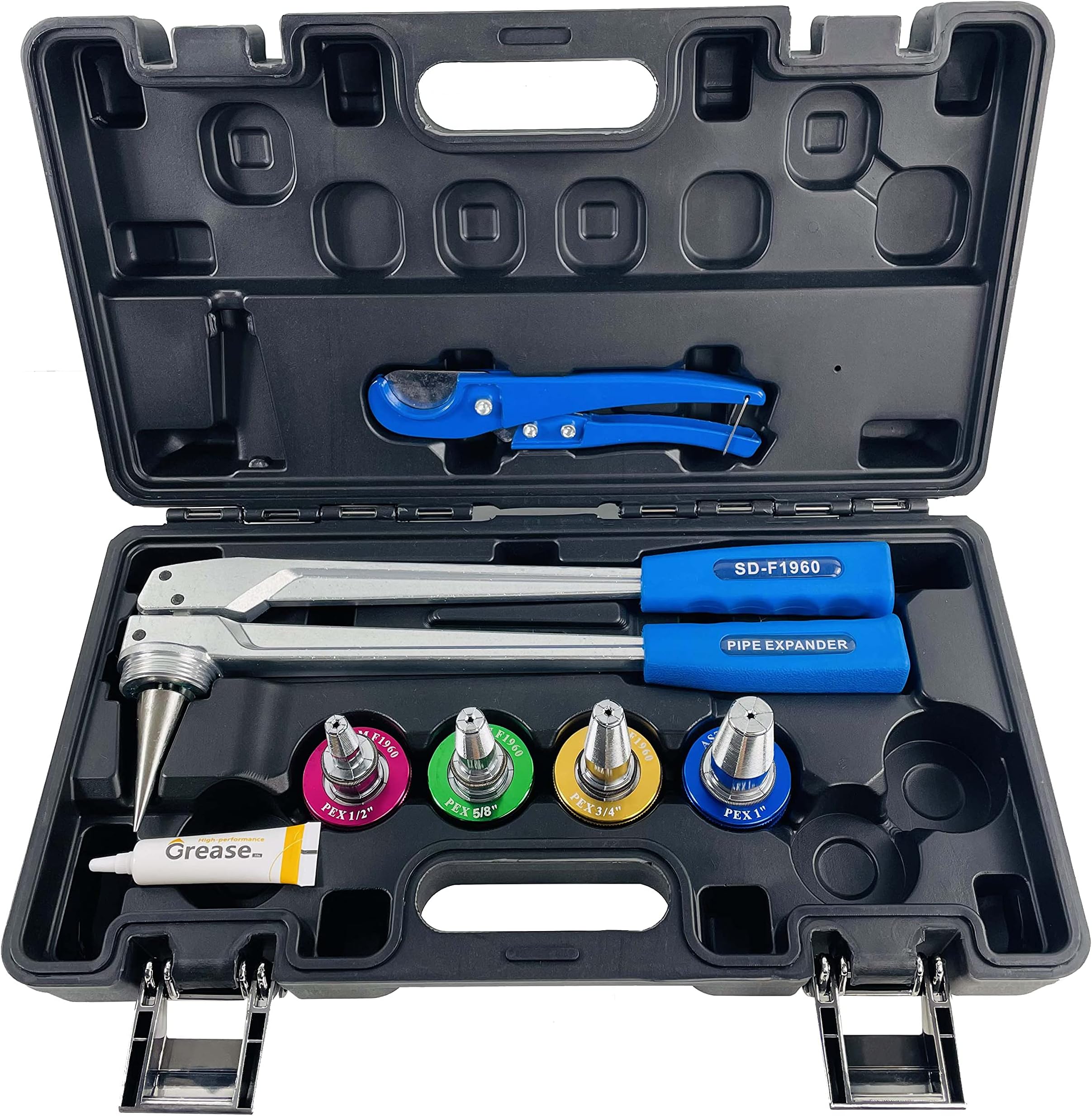 IBOSAD Manual PEX Pipe Expander Tool Kit with 1/2",5/8",3/4",1" Expansion Heads for Propex Expansion Meets ASTM F1960 Standard PEX Coupling Fitting Radiant Heat