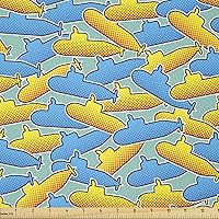 Vista 22 de Ambesonne Tela de Mariposas por Yarda, Patrones de Mariposas Estacionales Alegres Selva Tropical Naturaleza Salvaje Ilustración, Tela Decorativa