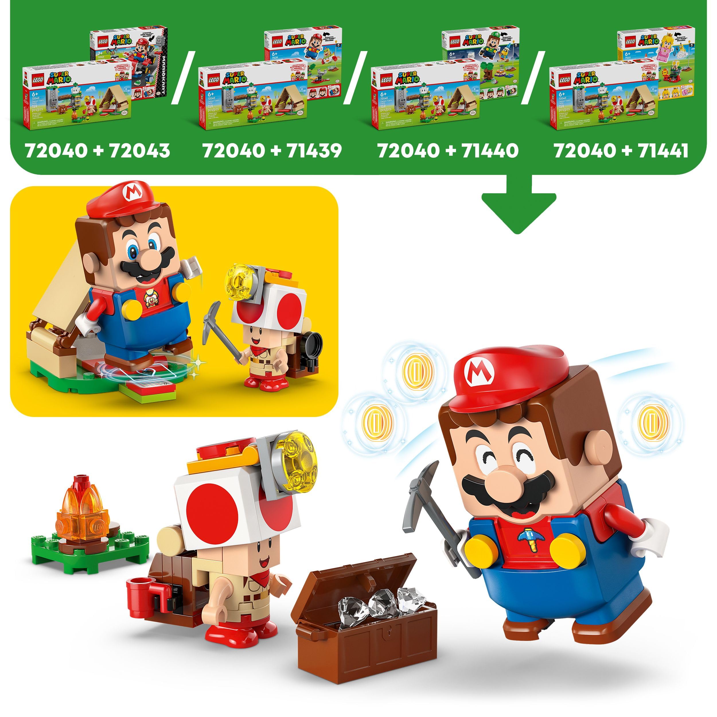 LEGO Super Mario In Campeggio con Capitan Toad - Giocattolo Interattivo con 3 Figure tra cui un Goomba, una Tenda e un Ponte che Crolla - Regalo da Gaming per Bambini e Bambine da 6 Anni in su - 72040