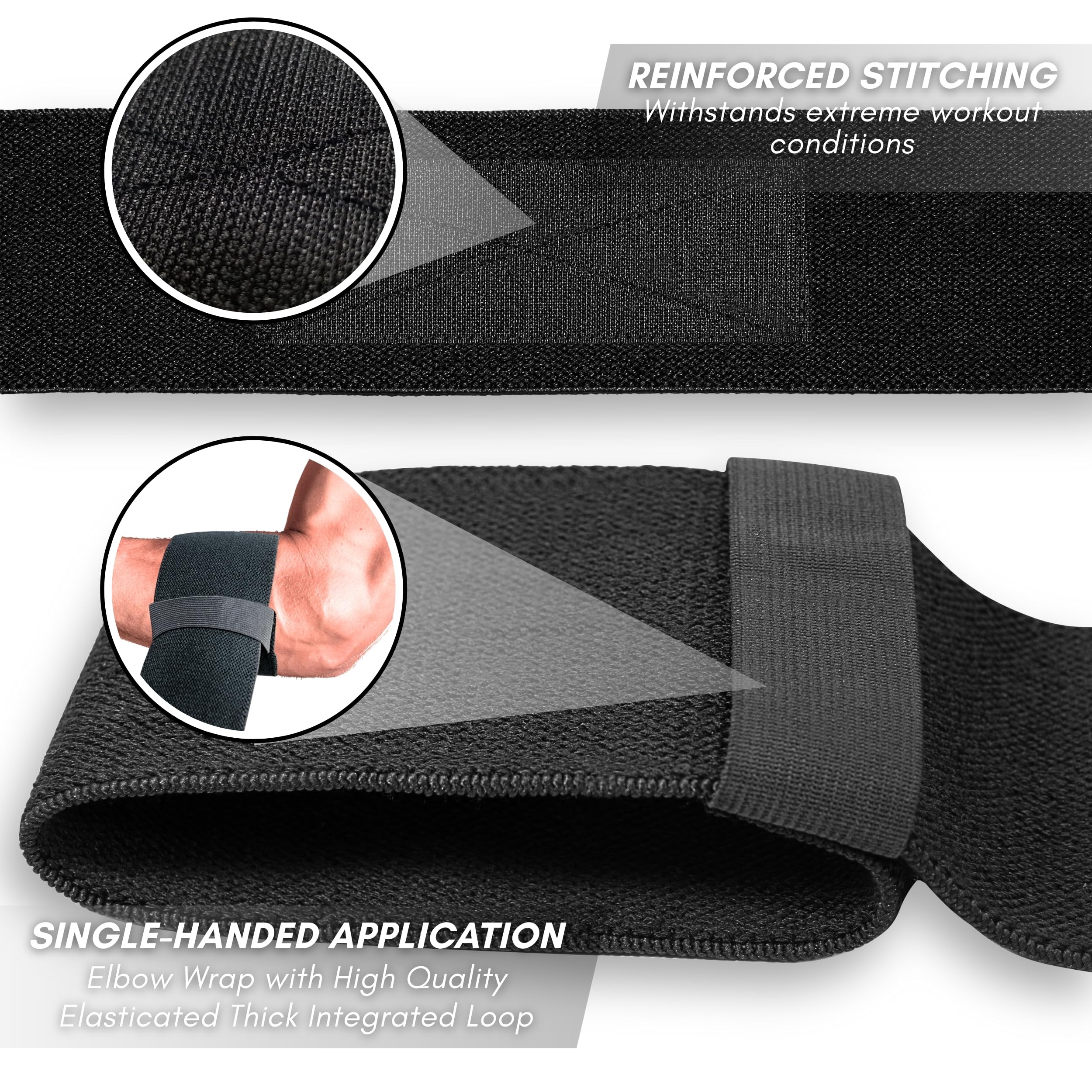 Gym Straps Elbow Wraps For Weightlifting (1 Pair), 47" Elastic Elbow Support Elbow Wraps Weightlifting
