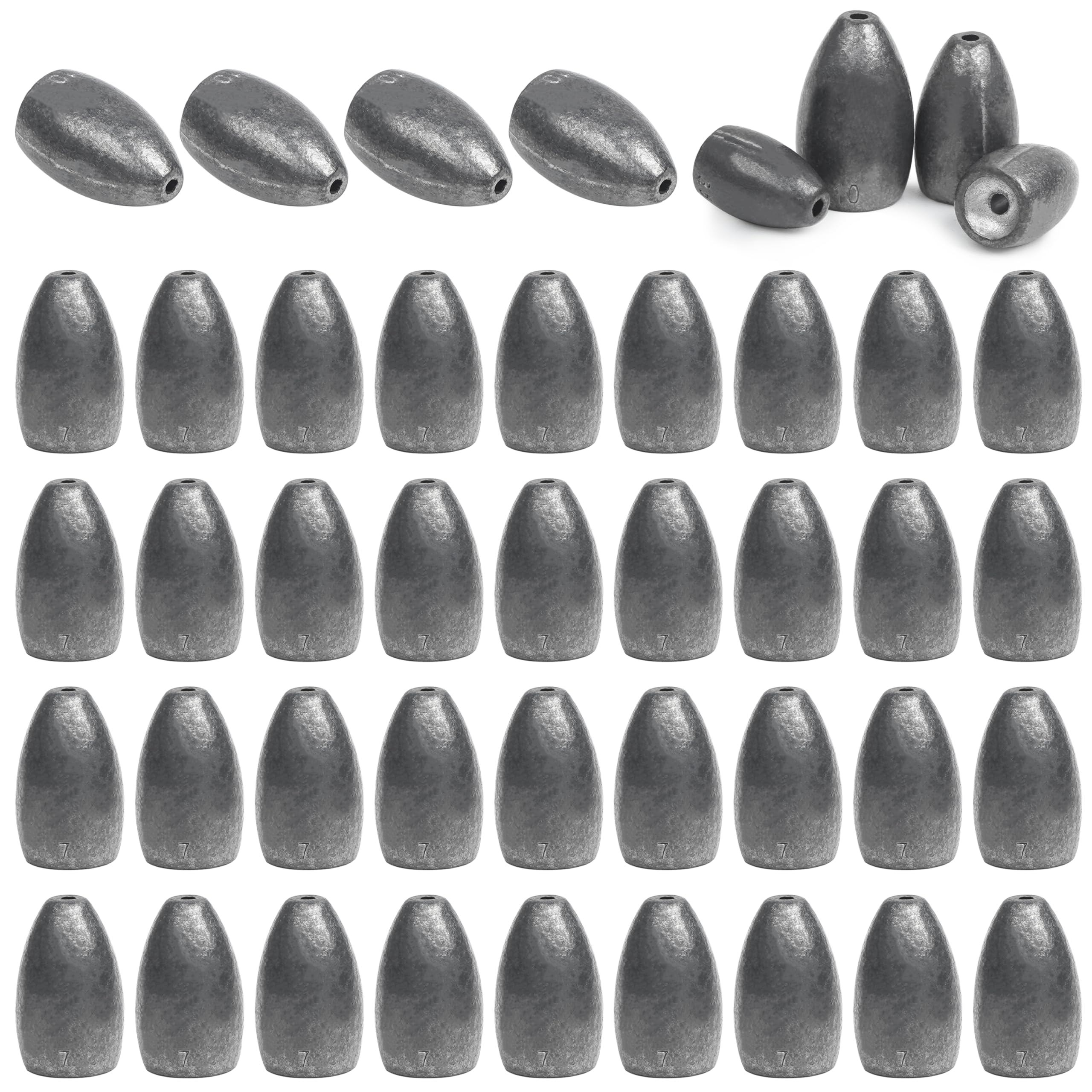 Flipping Fishing Weights,40pcs Bullet Fishing Sinker Weights Worm Weights Slip Sinkers Assorted Set for Bass Fishing Texas Rigs Saltwater Freshwater