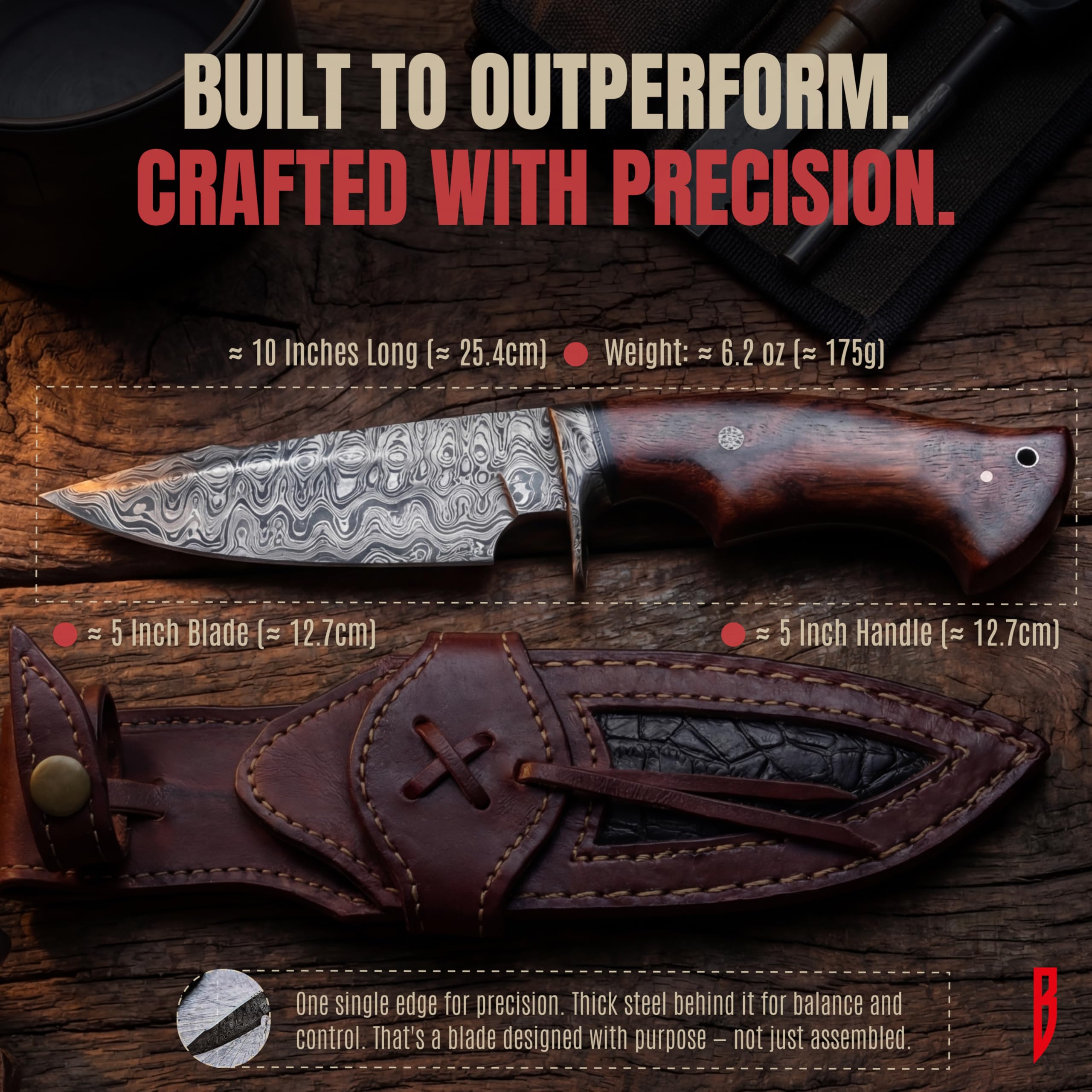BIGCAT ROAR Predator Hunter - Patented Handmade Damascus Steel