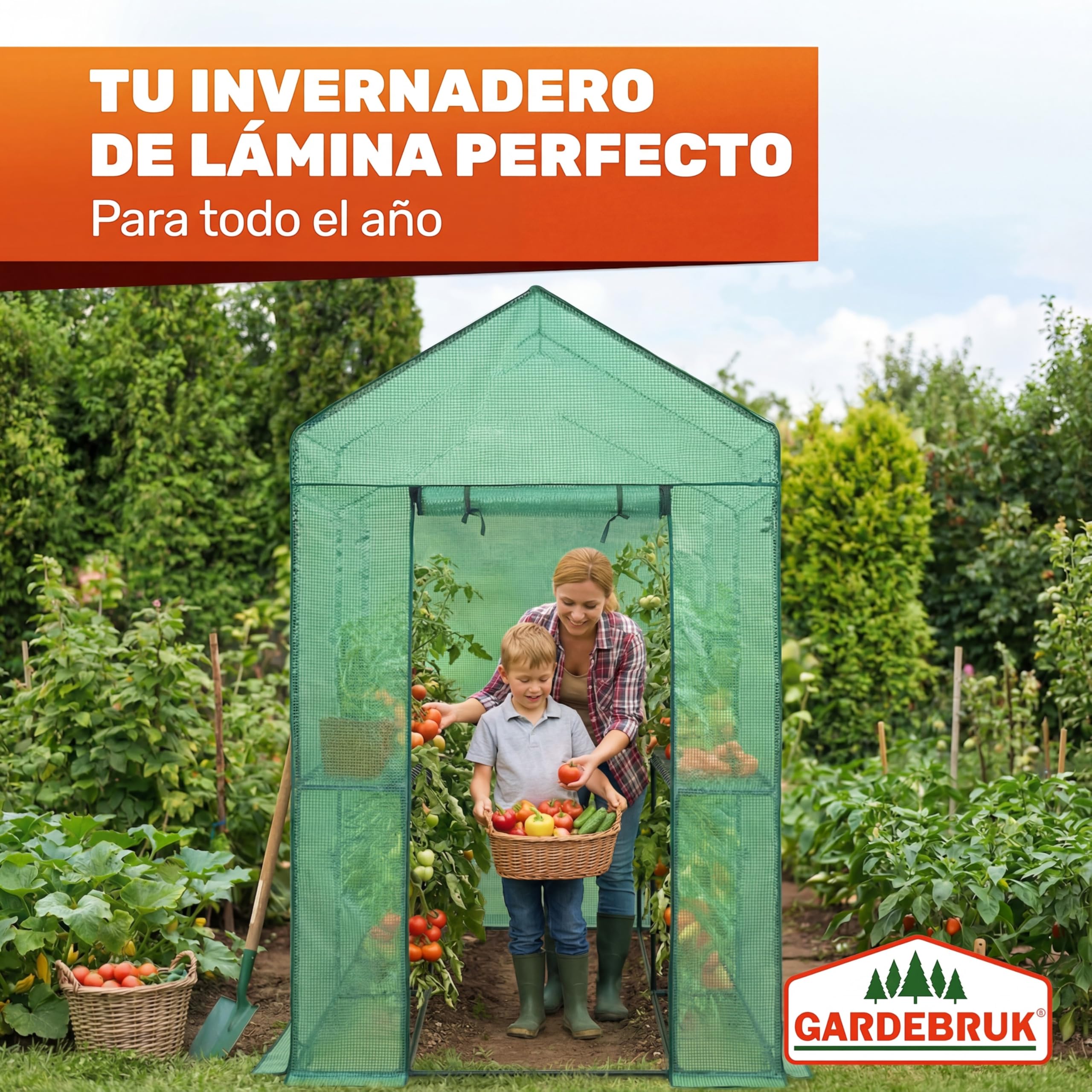 Gardebruk Invernadero de Jardín 190x186x120cm 4 Estantes Puerta Enrollable Cubierta PE Vivero Casero