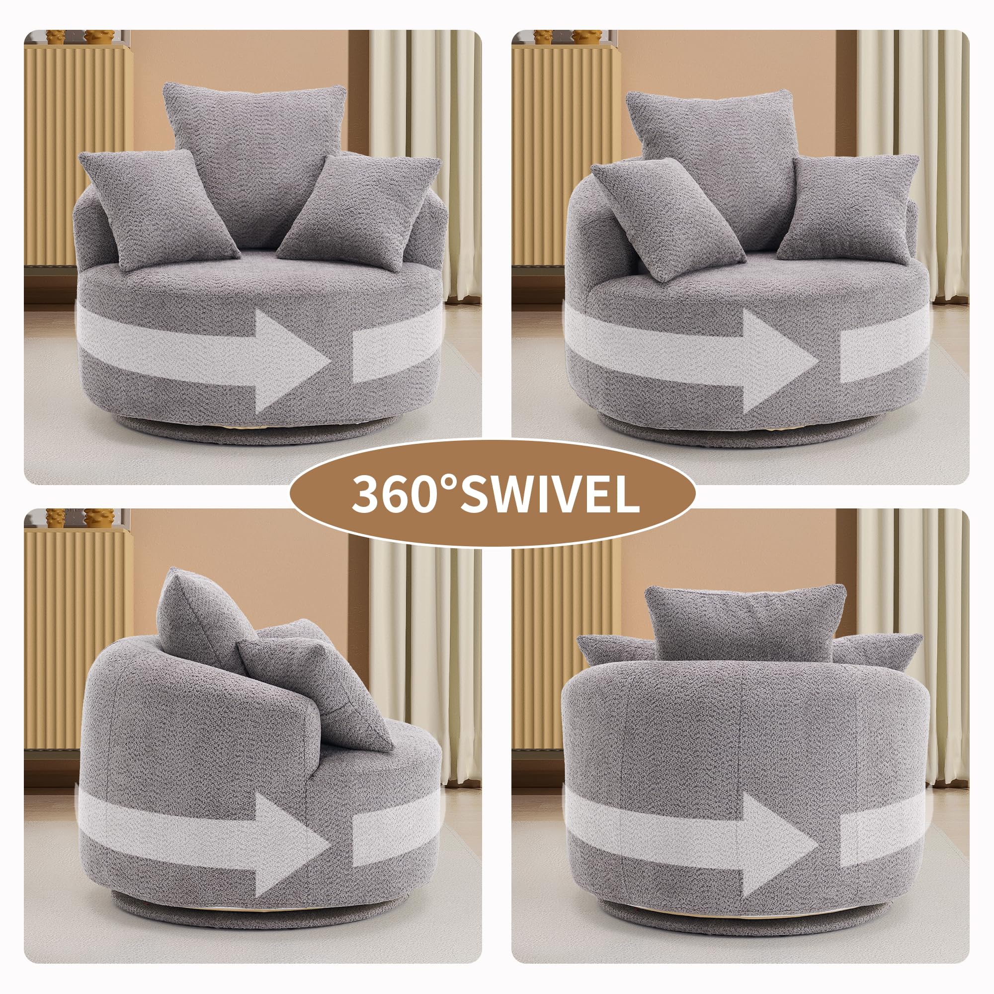HXUHUWS Enhance Comfort with 360-Degree Swivel Compression Chair, Soft Fabric, Ergonomic Armrests for Home or Office, Gray