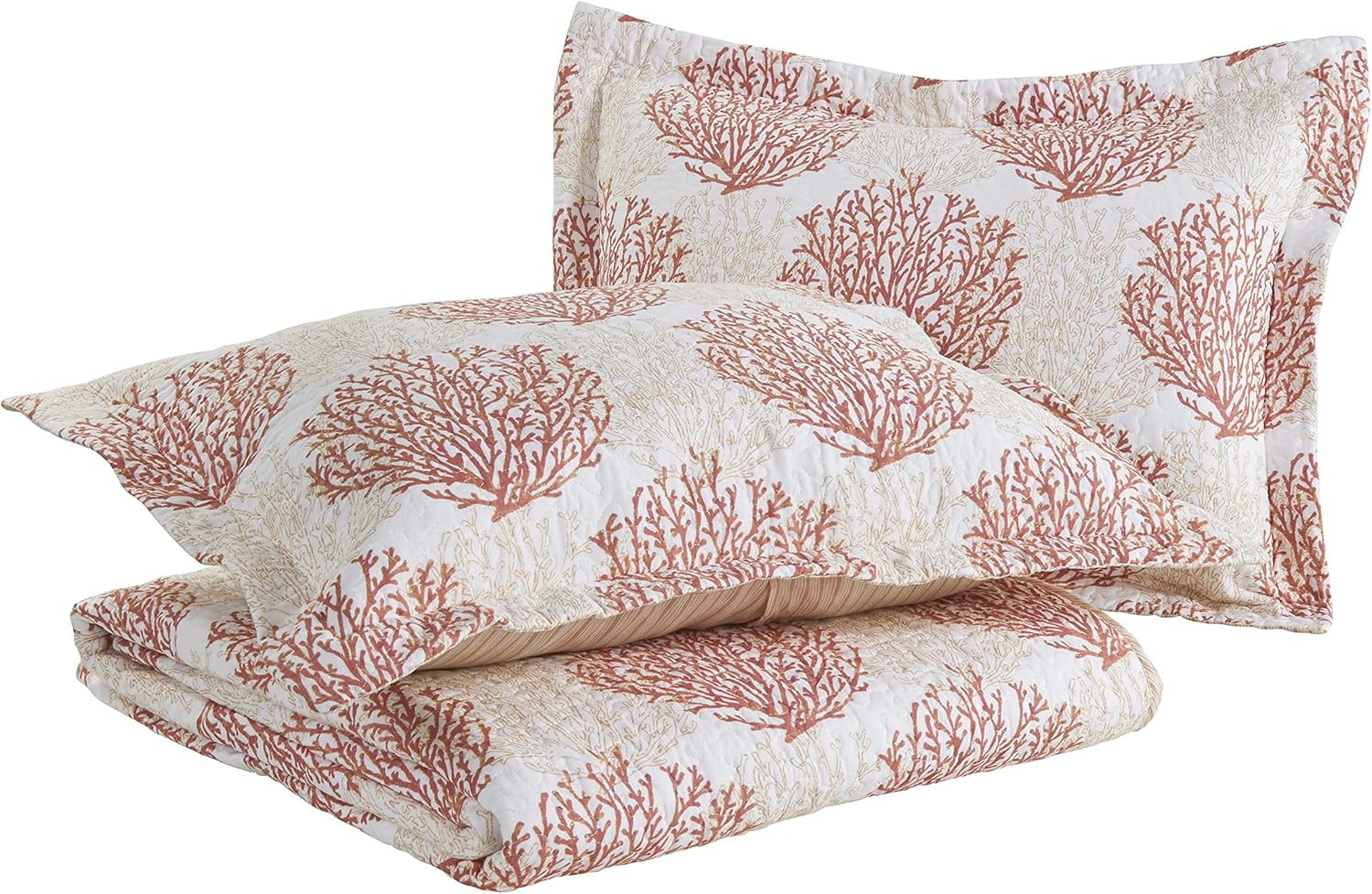 Exclusive Special Laura Ashley Coral Coast Collection Quilt Set-100% Cotton, Reversible, All Season Bedding, Includes Matching Sham(s), King