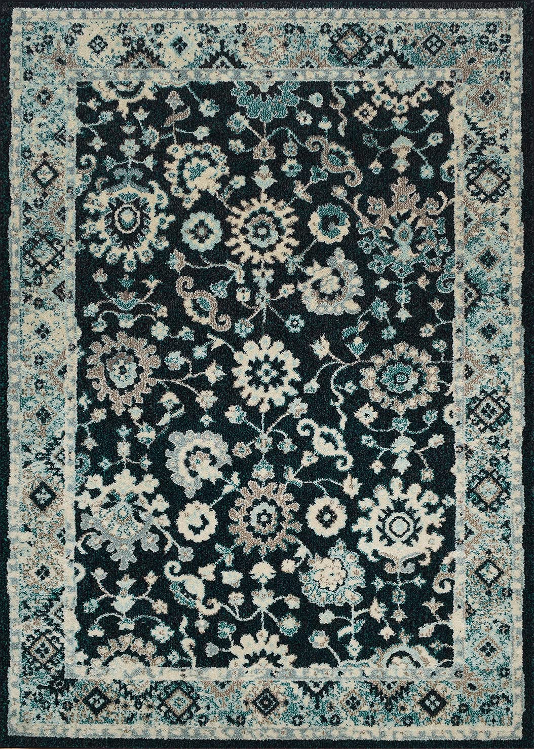 Vintage dywan do salonu, dywan nowoczesny styl, dywan o różowym włosiu, zmywalny, vintage dywan do sypialni (120x170 cm, 777 niebieski)