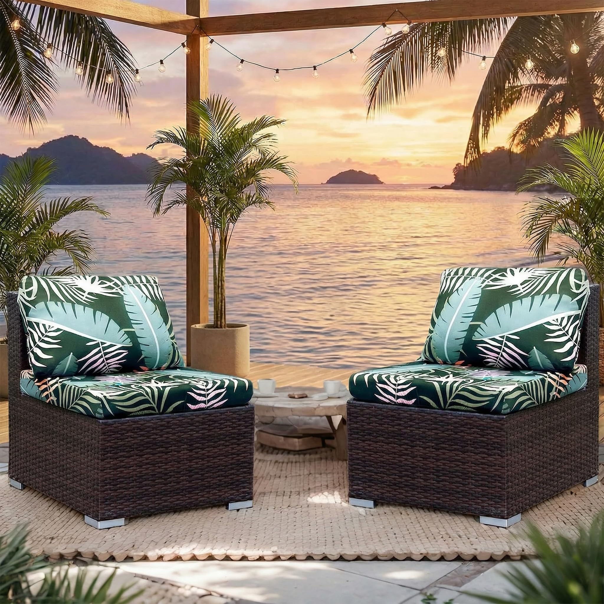 LiveGo Outdoor Patio Cushion Covers, Washable Replacement Slipcovers for Outdoor Sofa & Couch Cushions, Soft & Durable Seat Protectors for Patio Furniture (2, Green Forest) — image 1