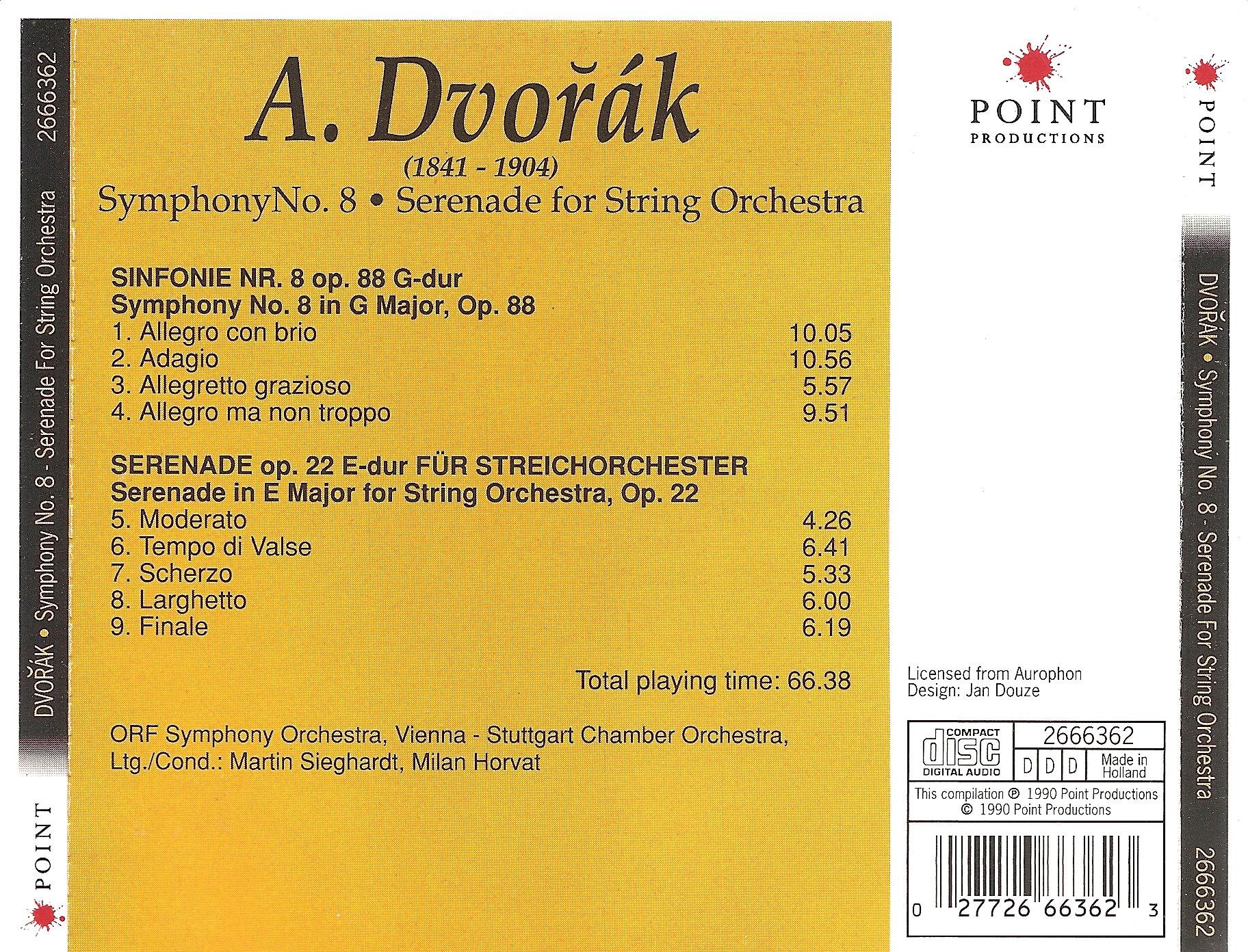 Dvorak - Symphony No. 8, Serenade for String Orchestra [Audio CD]