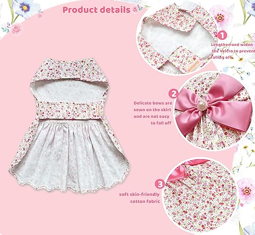 Miniatura 2 de Vestido veraniego de estampado floral y moño para gatas o perritas pequeñas