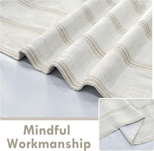 Vista 283 de DriftAway Cortinas opacas de mezcla de lino de 63 pulgadas de largo para dormitorio, cortinas de lino con estampado de rayas verticales, con Gris