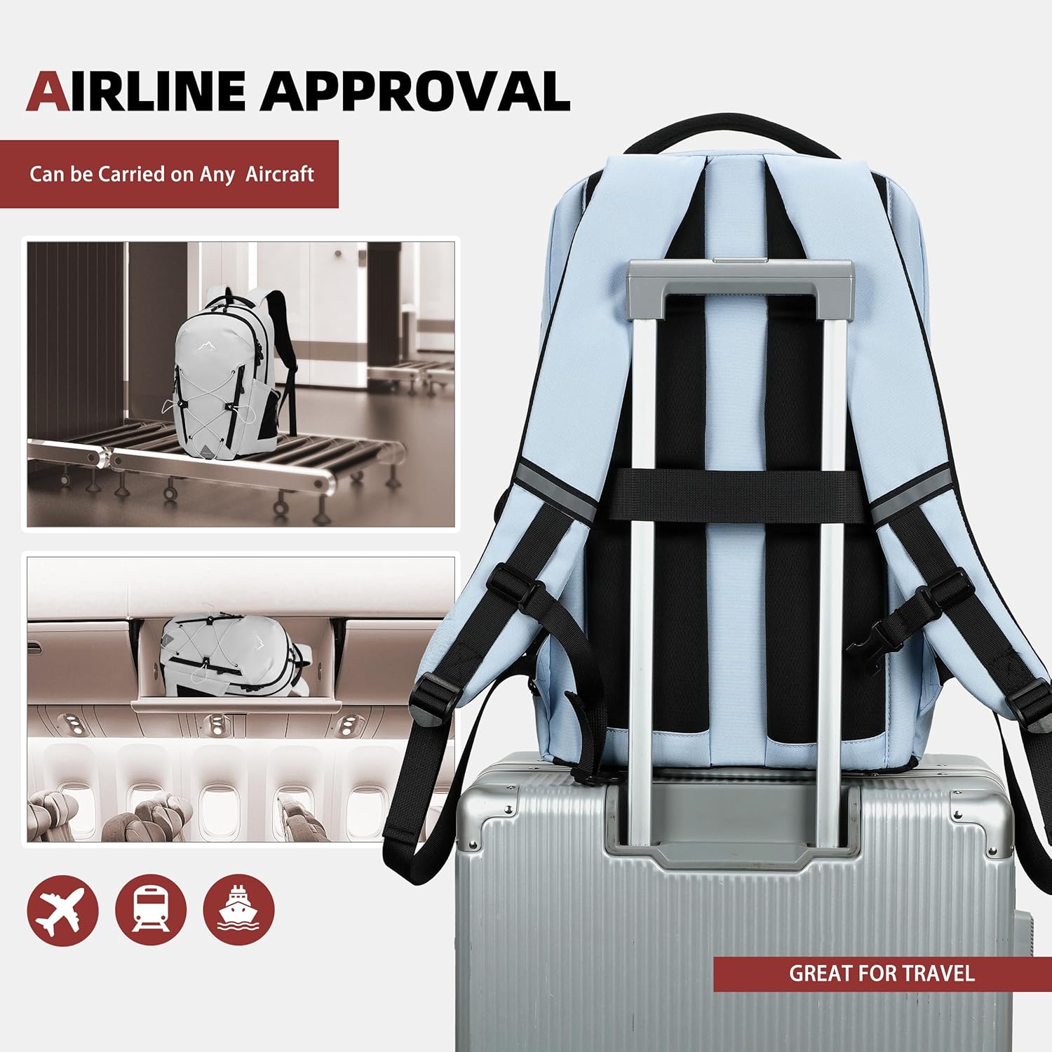 AO ALI VICTORY Women's Laptop Backpack 15.6 inch,Travel Backpack for Men,College Bookbag, Lightweight Outdoor Sport Hiking Back Pack, Everyday Daypack, Blue - Image 5