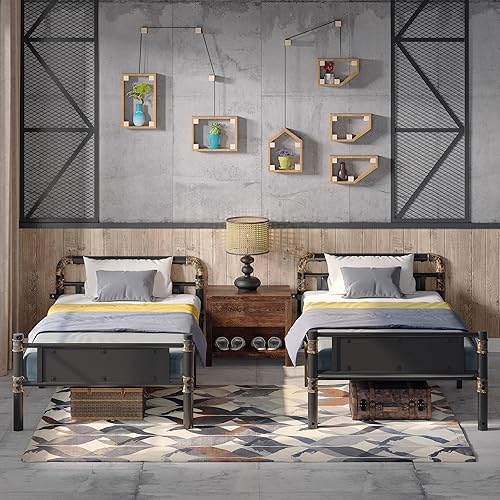 Miniatura 3 de Alohappy Litera de tamaño individual sobre individual, literas convertibles en 2 camas individuales, escalera extraíble y barandilla de seguridad