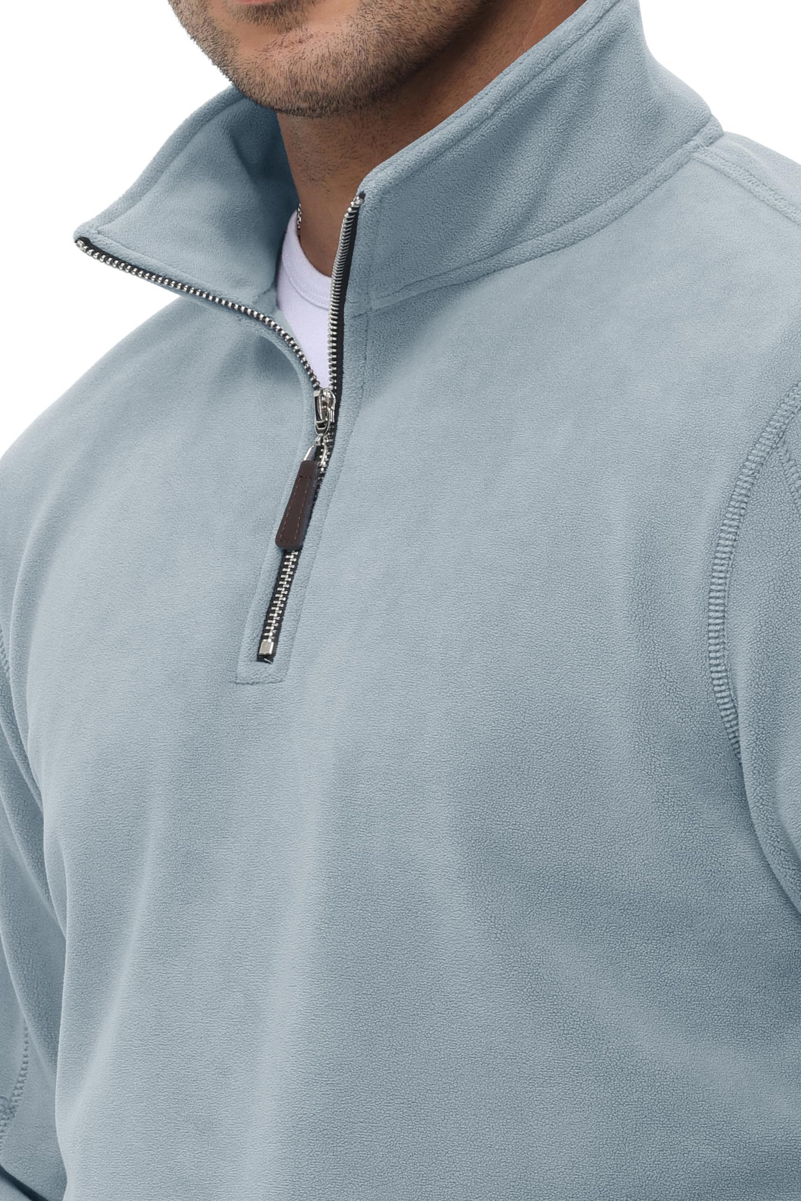 Livonmone Maglione da uomo in pile caldo, in micropile, mezza zip, per autunno e inverno