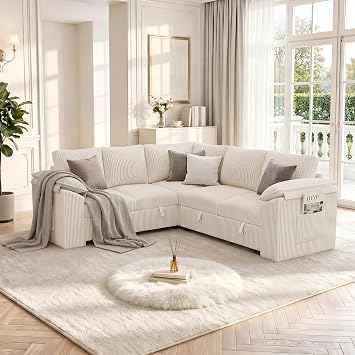 85 In L Shaped Modular Sectional Sofa Couch for Living Room, Beige