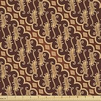 Vista 88 de Ambesonne - Tela de helado por The Yard, deliciosos alimentos fríos de verano en conos estilo Kawaii patrón ilustrado, tela decorativa