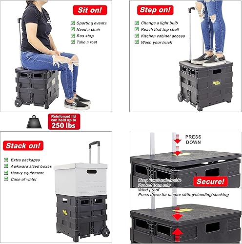 Miniatura 2 de dbest products Quik Cart Sport - Caja plegable con ruedas para profesores, capacidad de 80 libras, hecha de plástico resistente utilizado como