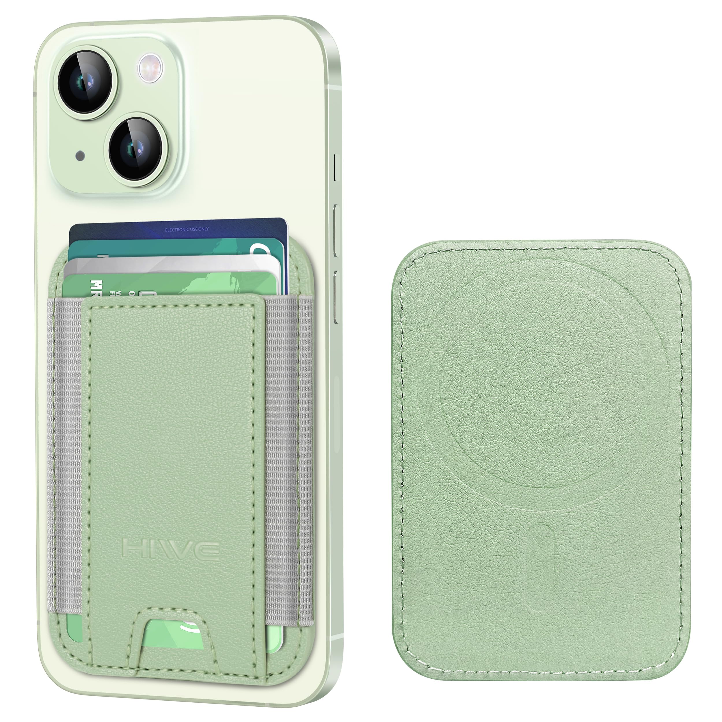 HiWe for MagSafe Wallet, Strongest Magnetic Wallet for iPhone 17/16/15/14/13/12 Series, 7 Cards Holder, Leather Minimalist Slim RFID, 1 Slot, Matcha